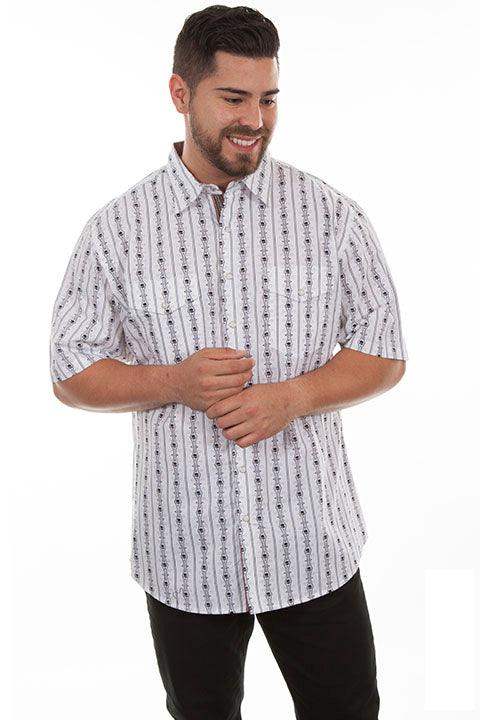 Scully WHITE S.S. SKULL STRIPE