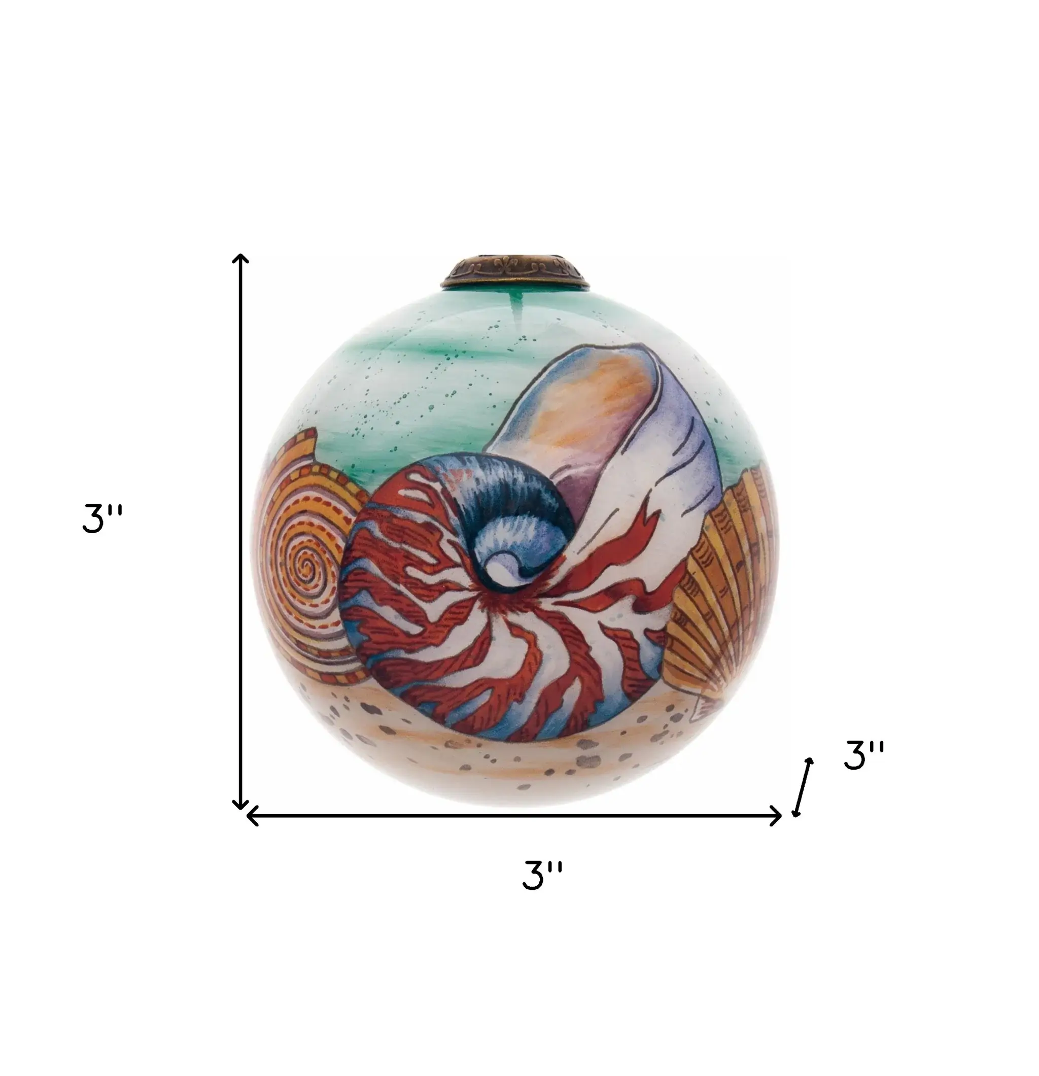 Sea Shell Hand Painted Mouth Blown Glass Ornament - Image 5