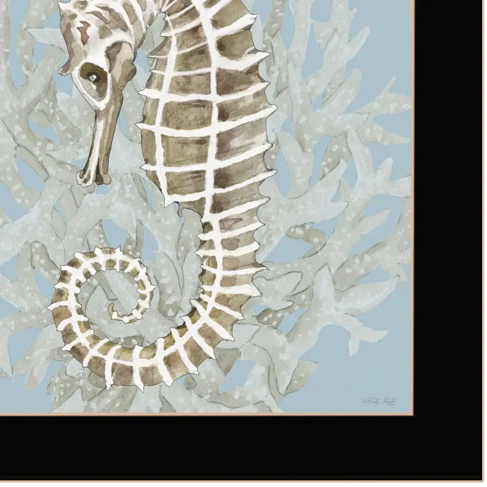 Seahorse and Coral Black Framed Print Wall Art - Image 3