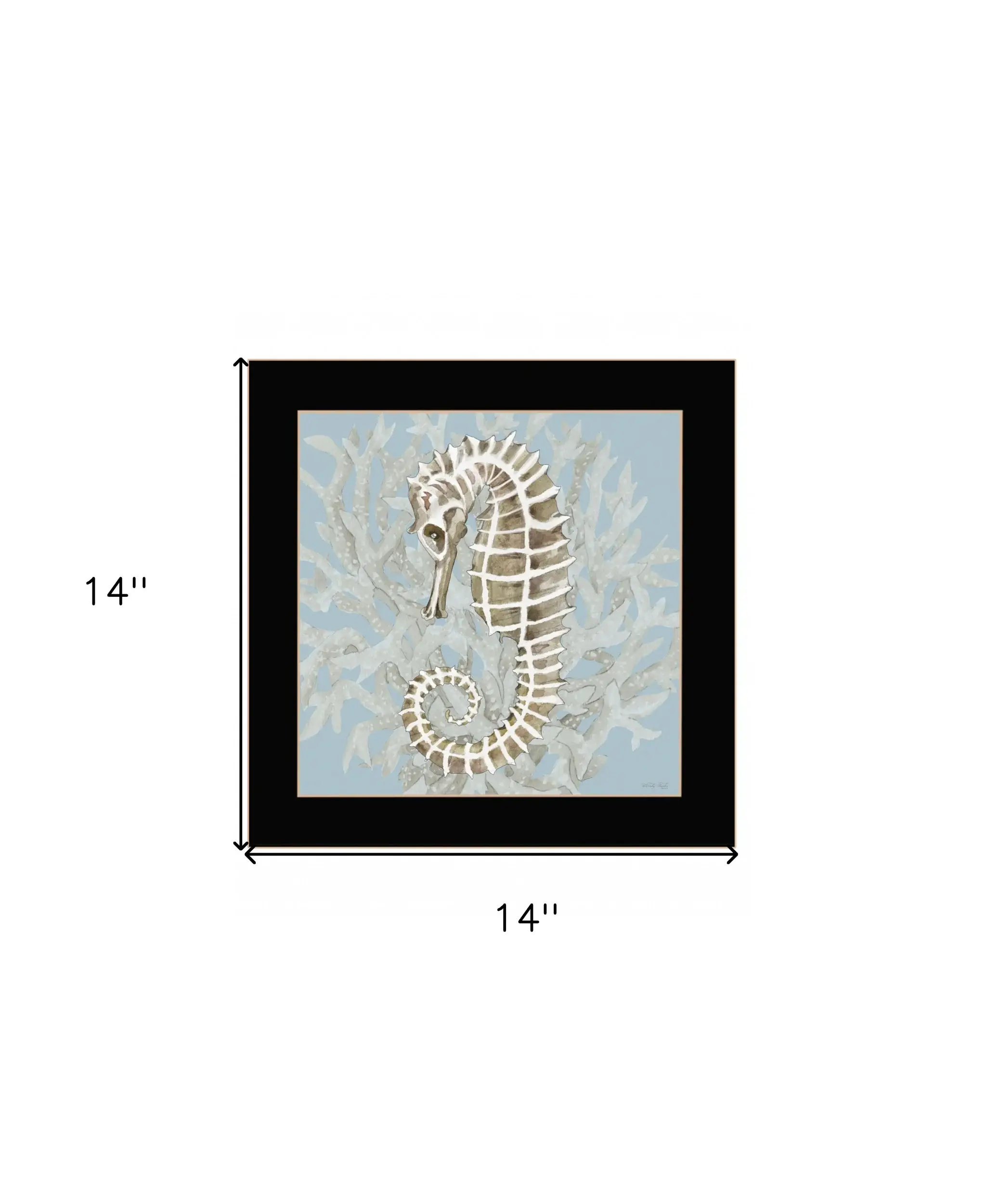 Seahorse and Coral Black Framed Print Wall Art - Image 5