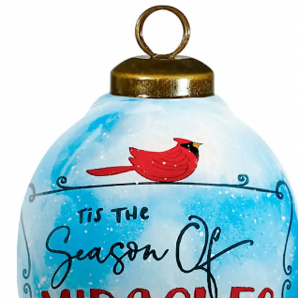 Season of Miracles Wordings Snowman Hand Painted Mouth Blown Glass Ornament - Image 3