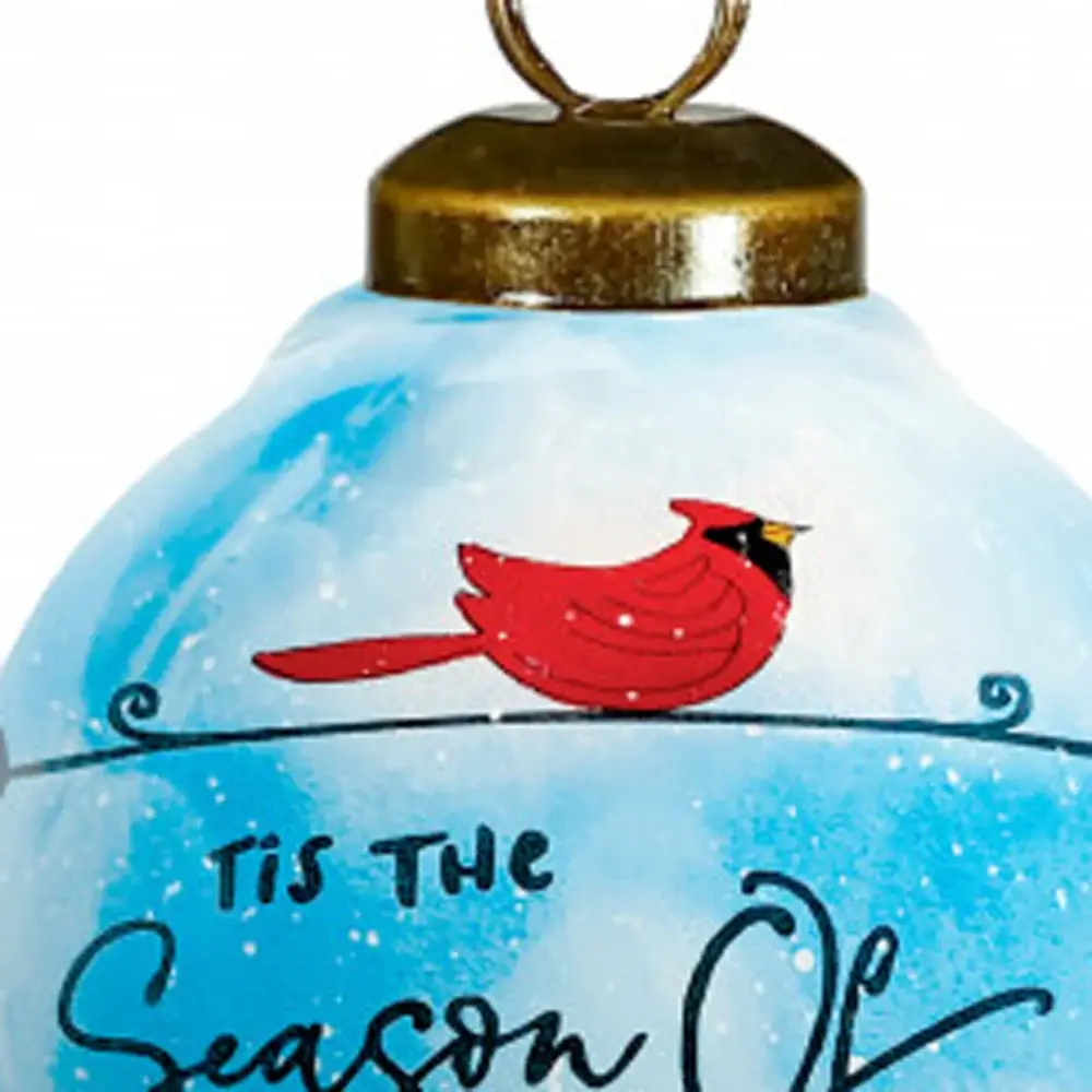 Season of Miracles Wordings Snowman Hand Painted Mouth Blown Glass Ornament - Image 4