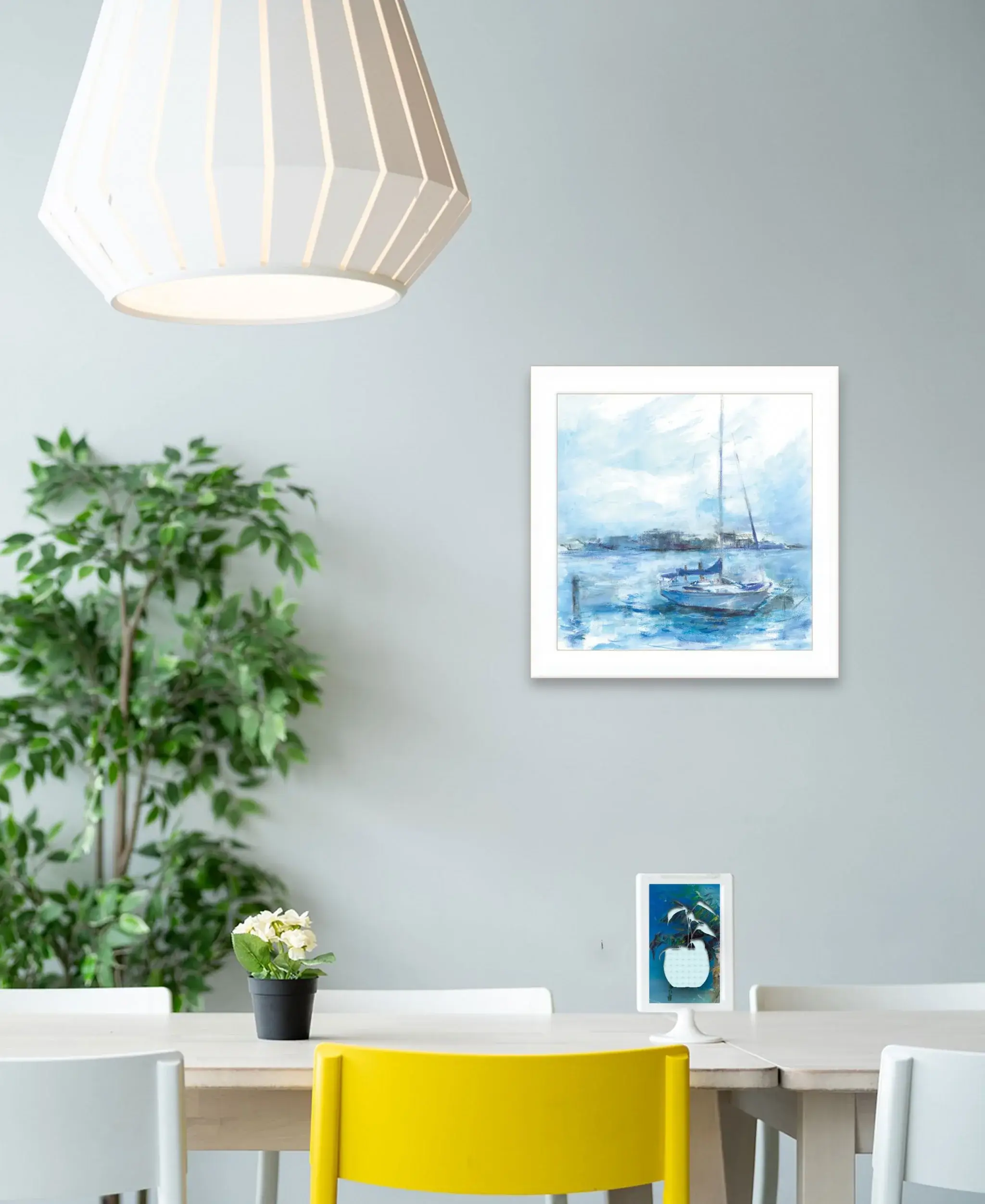 Serenity Sloop 1 White Framed Print Wall Art - Image 5