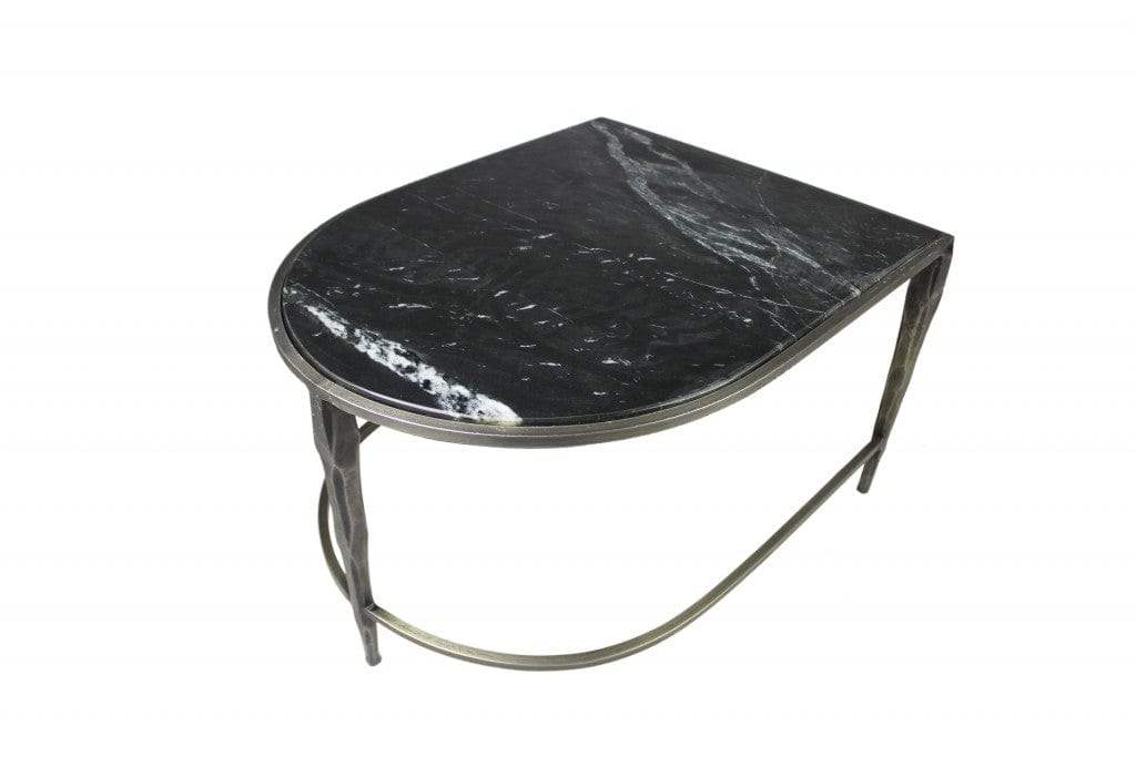 Set of 2 Black Marble Top and Glass Coffee Tables - Image 4