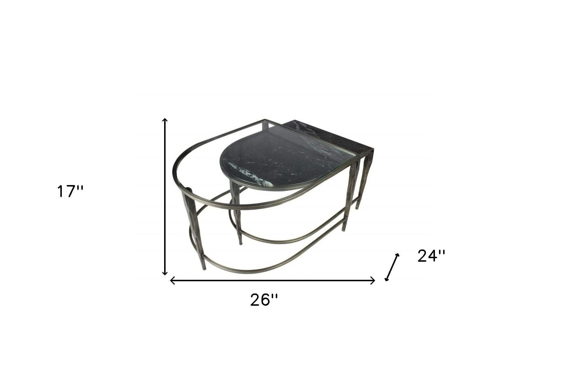 Set of 2 Black Marble Top and Glass Coffee Tables - Image 5
