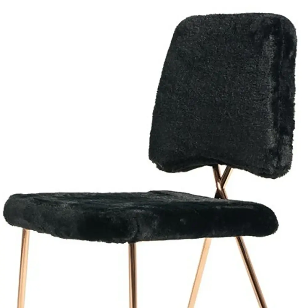 Set Of 2 Gold Black Fabric Solid Back Dining Chairs - Image 9