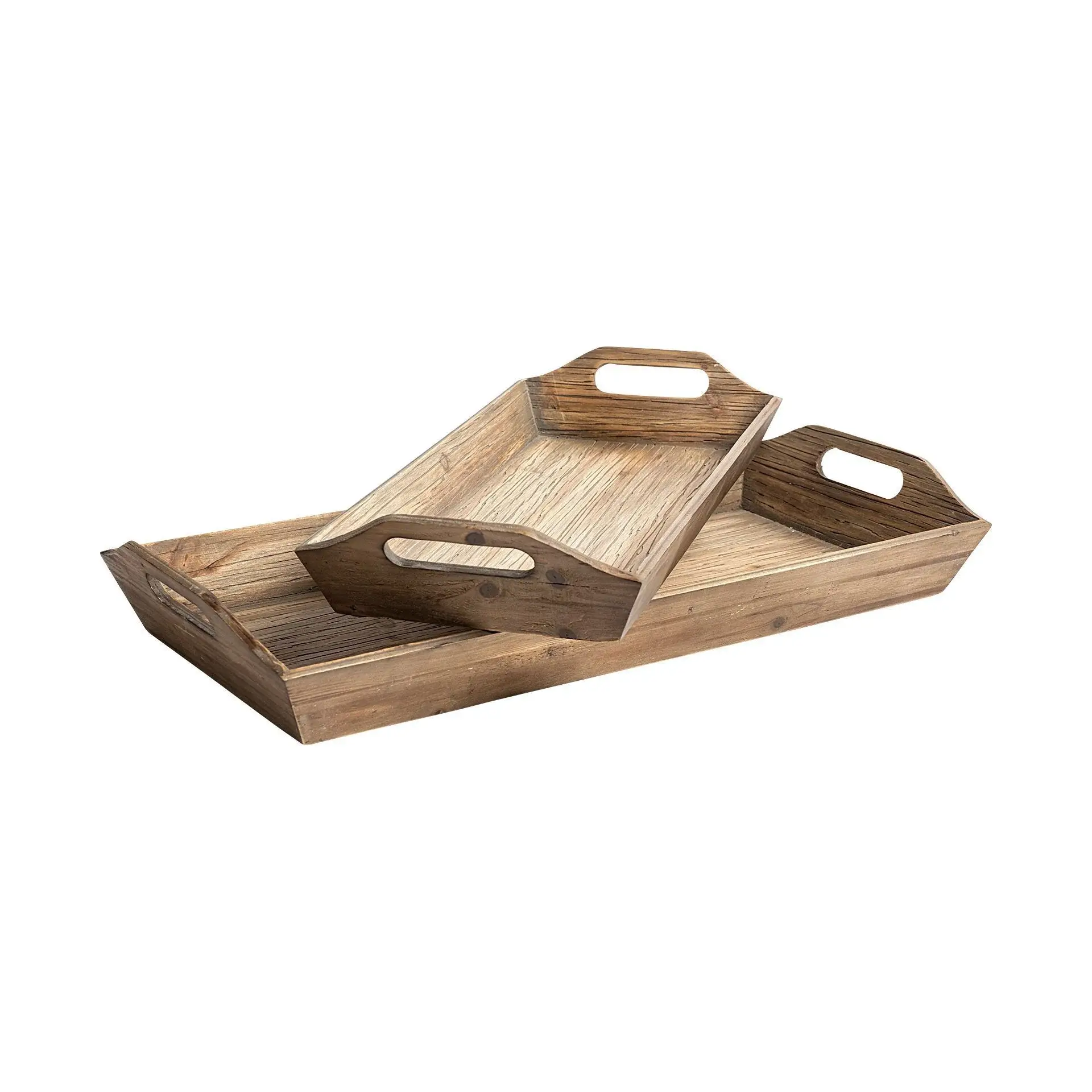 Set Of 2 Natural Brown Wood With Grains And Knots Highlight Trays - Image 8
