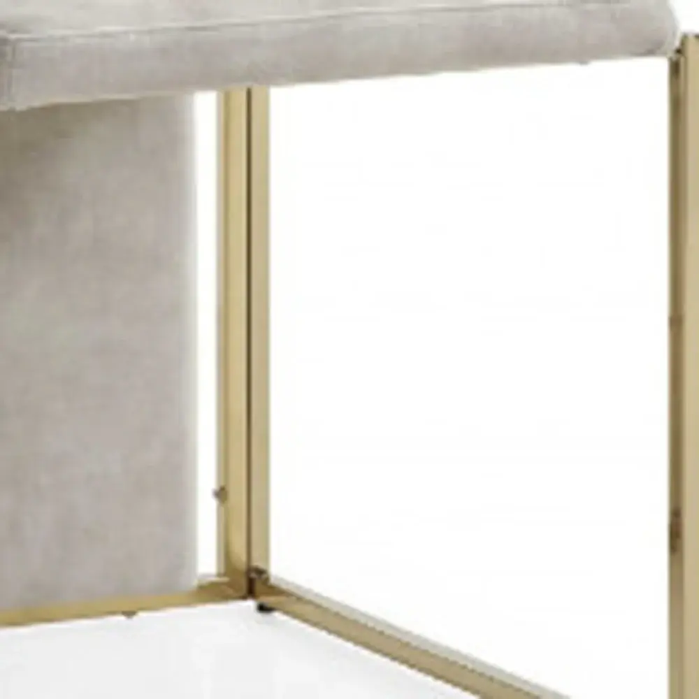 Set Of 2 Ultra Modern Beige Suede And Gold Dining Chairs - Image 7