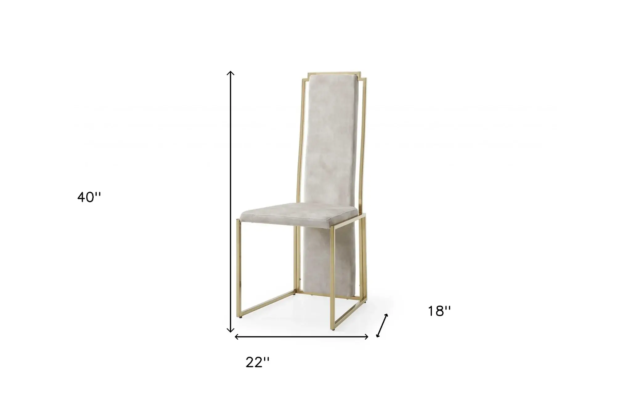Set Of 2 Ultra Modern Beige Suede And Gold Dining Chairs - Image 9