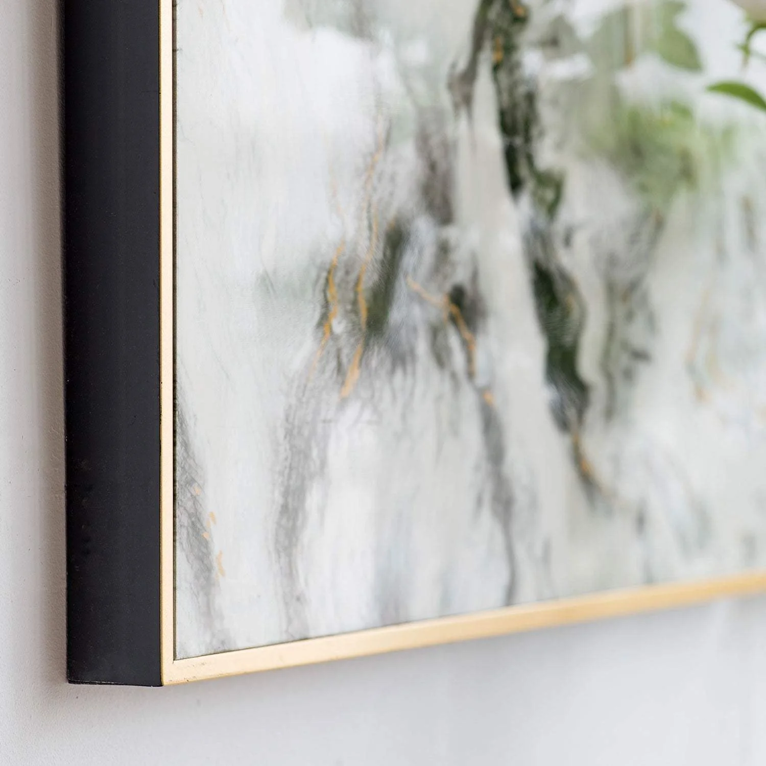 Set of 2 Ultra Modern White Black and Gold Marblized Wall Art - Image 3