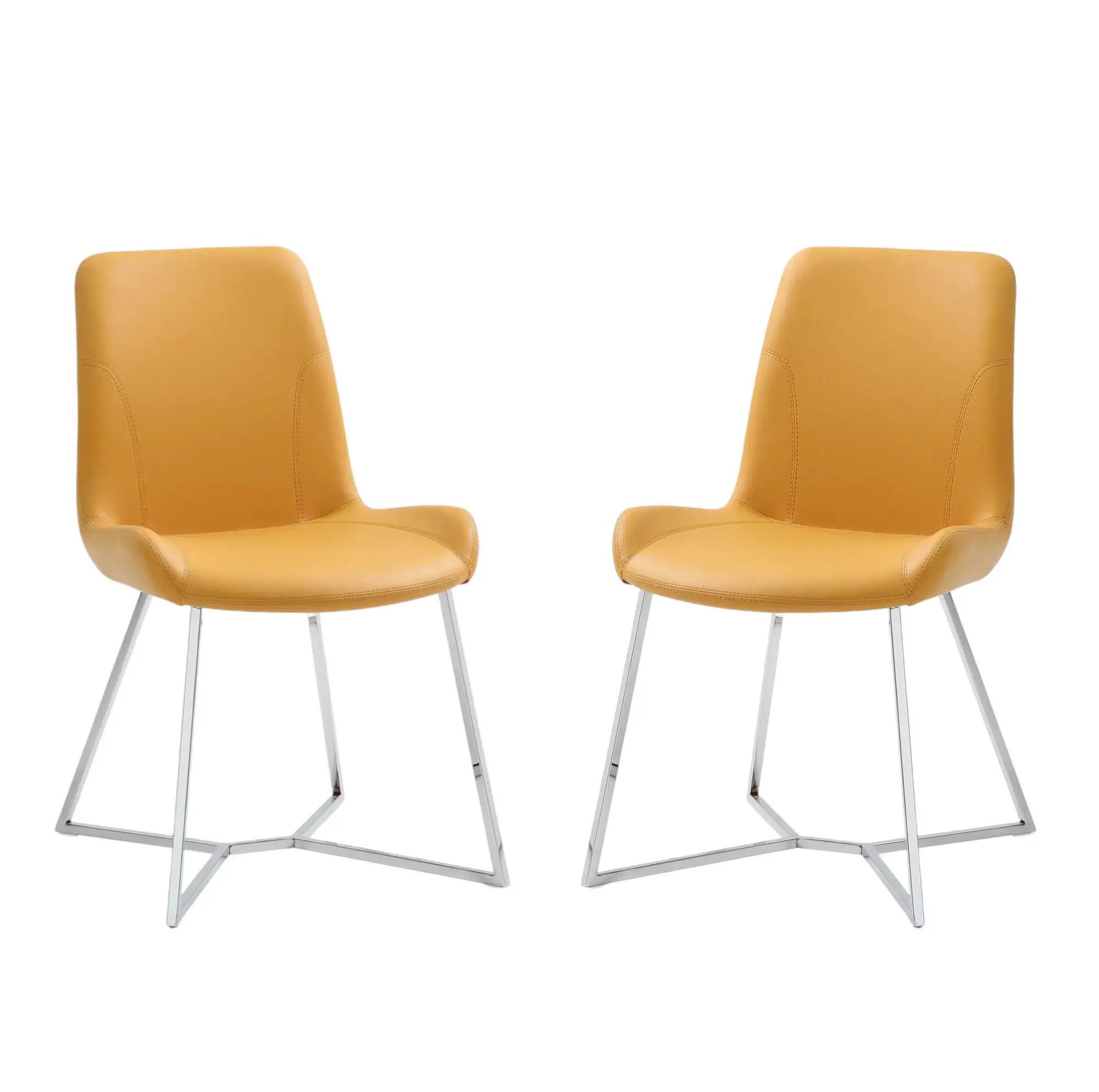 Set Of 2 Yellow Faux Leather Dining Chairs - Image 3