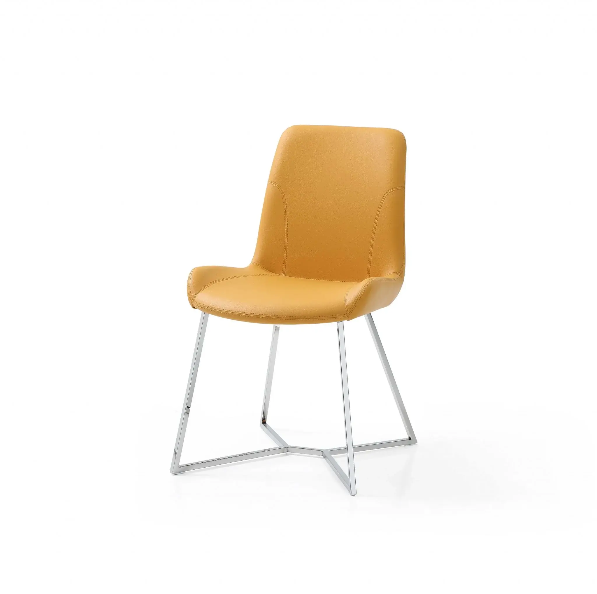 Set Of 2 Yellow Faux Leather Dining Chairs - Image 4