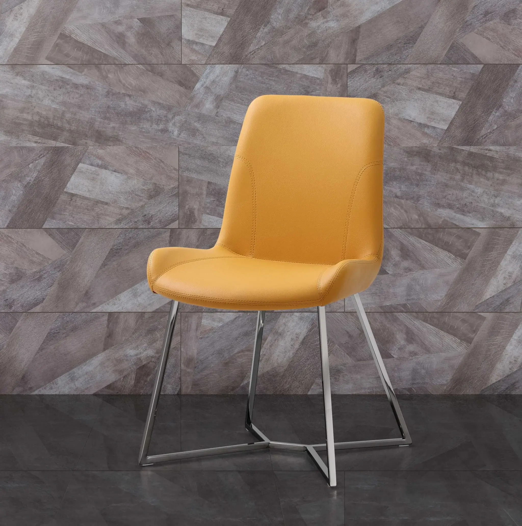 Set Of 2 Yellow Faux Leather Dining Chairs - Image 9