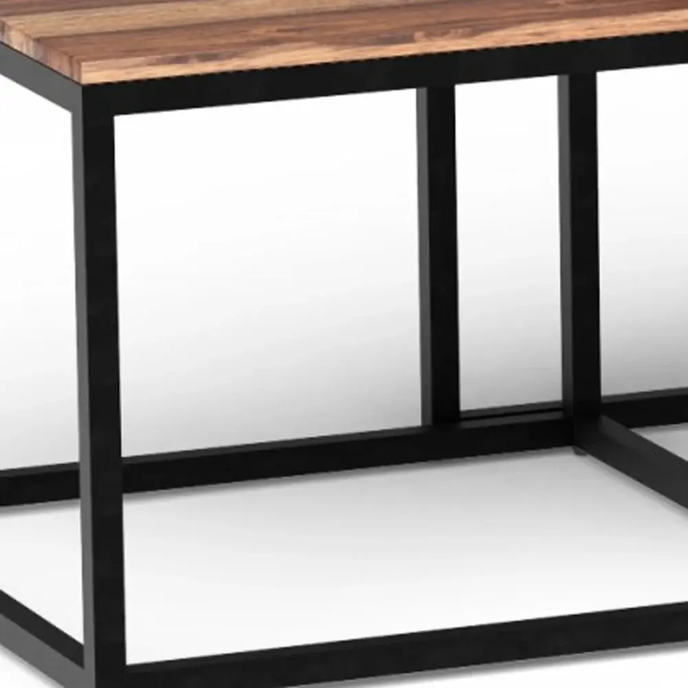 Set Of 3 Natural Wood Nesting Coffee And End Tables - Image 4