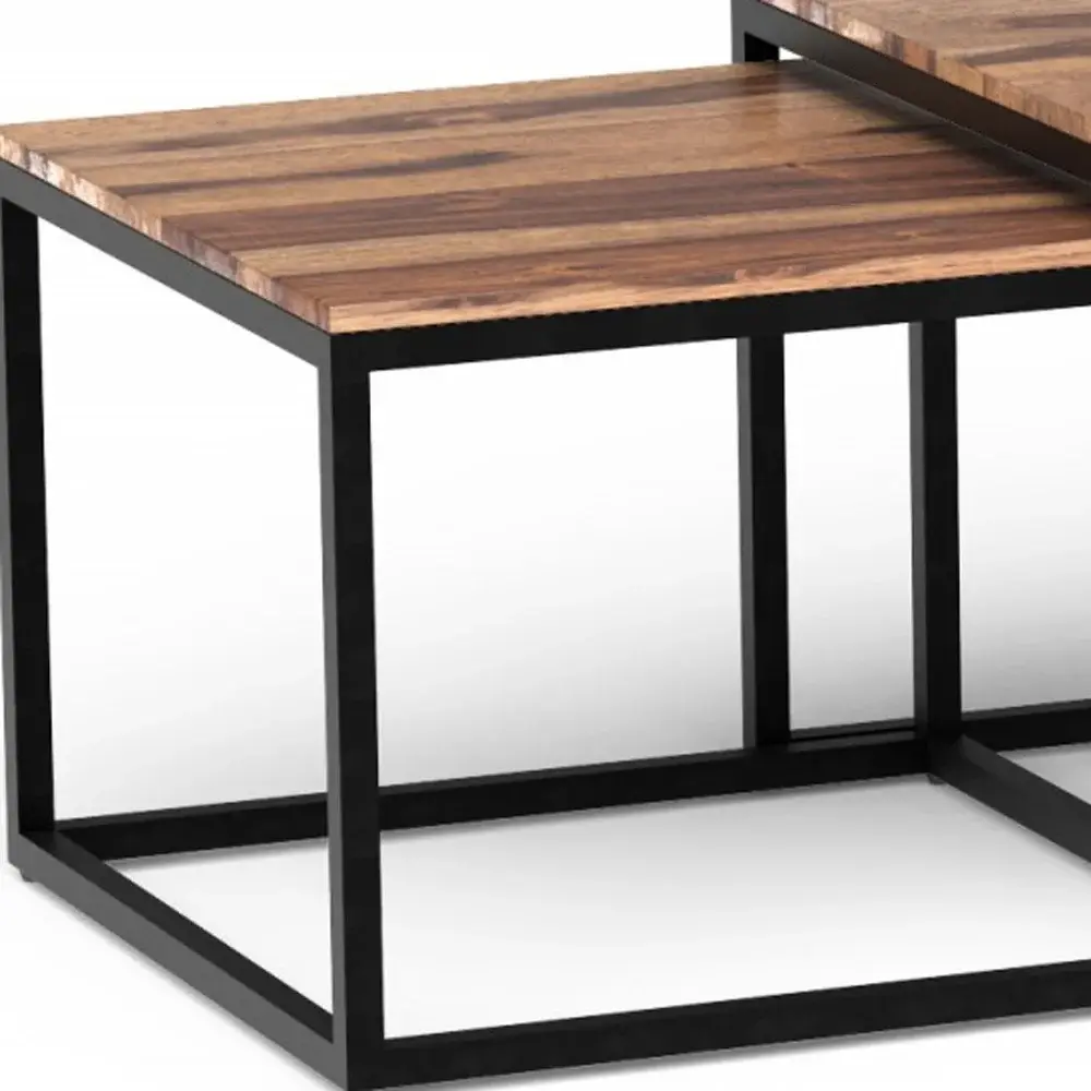 Set Of 3 Natural Wood Nesting Coffee And End Tables - Image 5