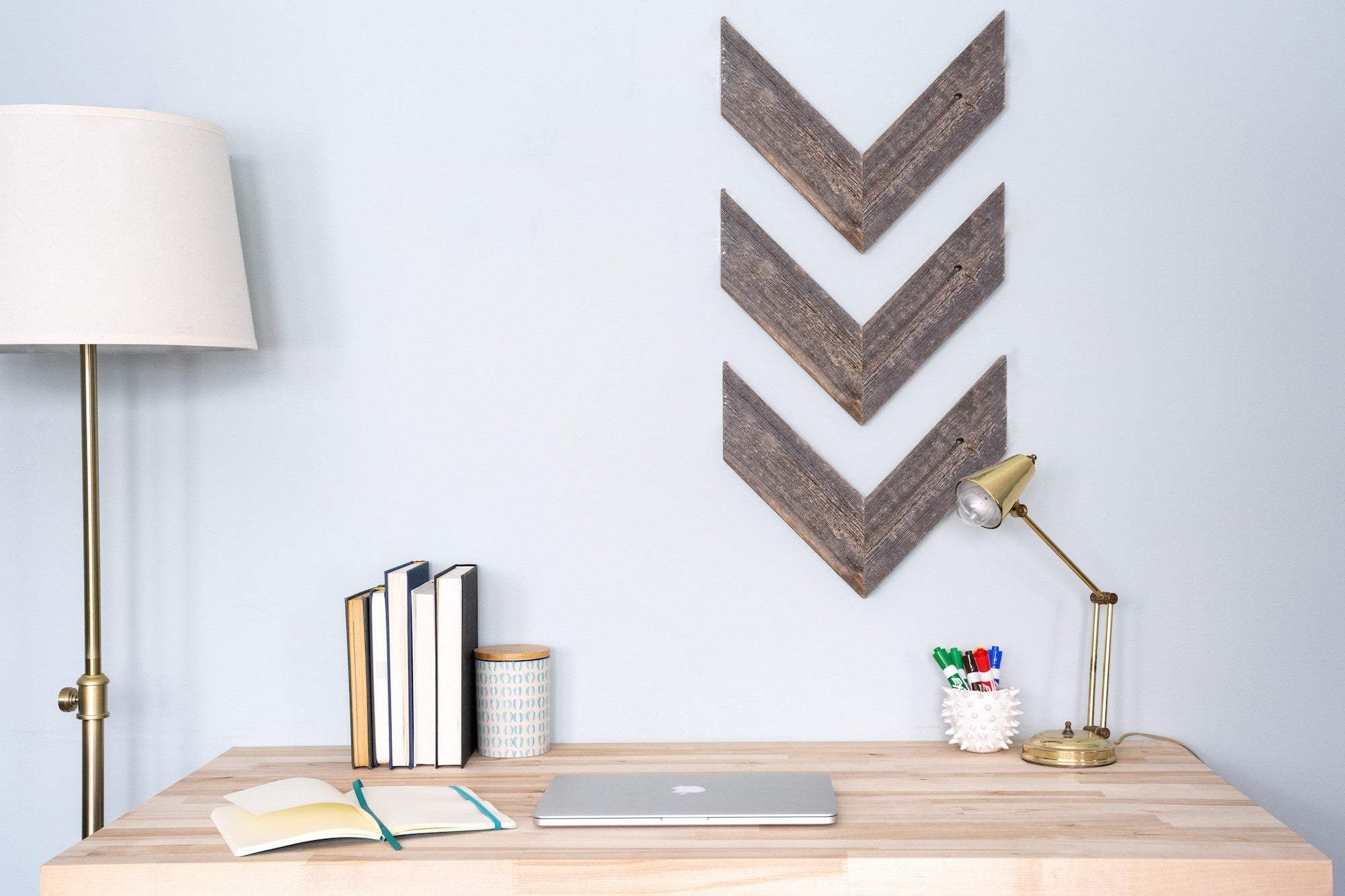 Set Of 3 Rustic Weathered Grey Wood Chevron Arrow - Image 5