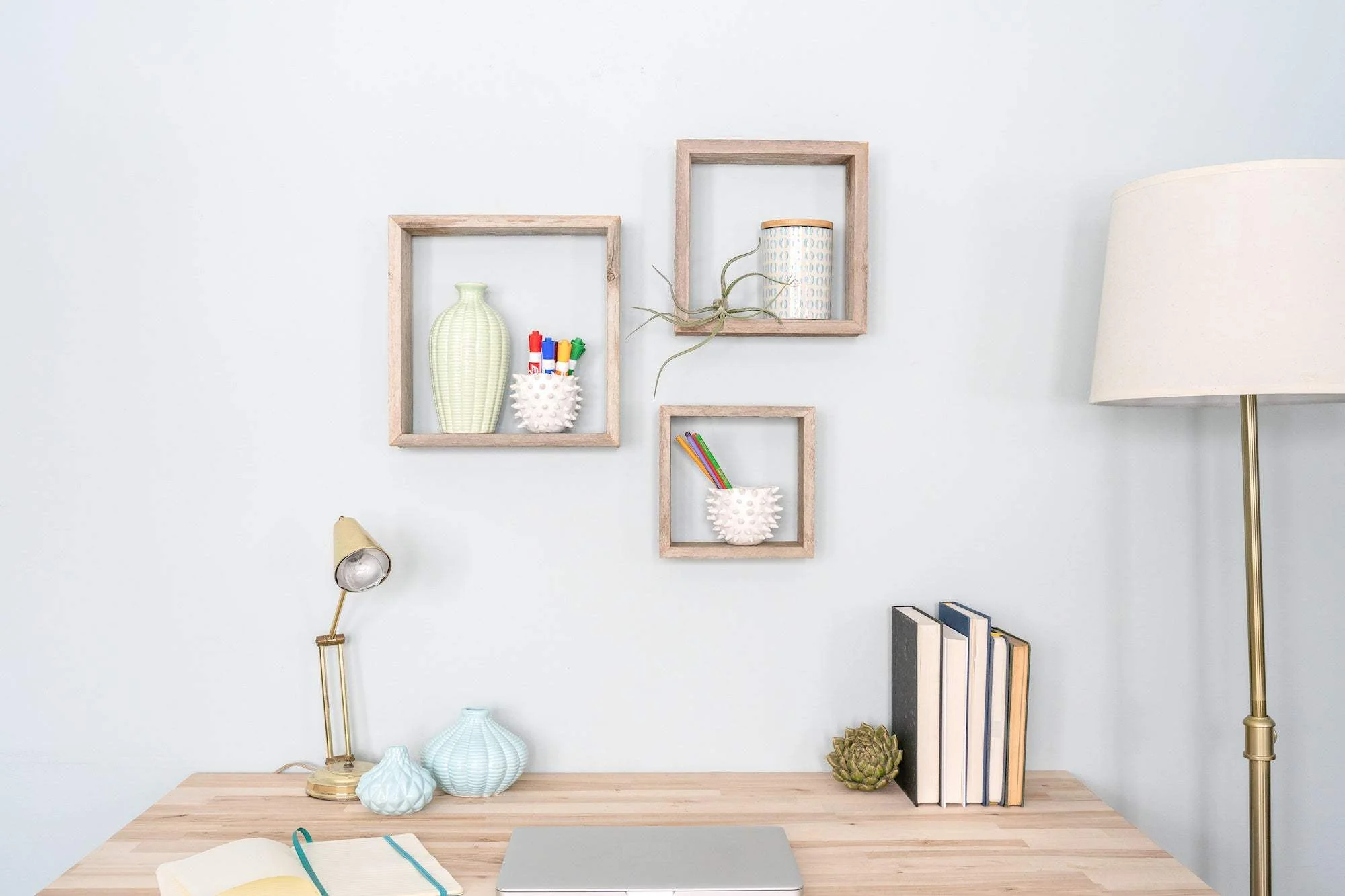 Set Of 3 Square Espresso Reclaimed Wood Open Box Shelve - Image 2