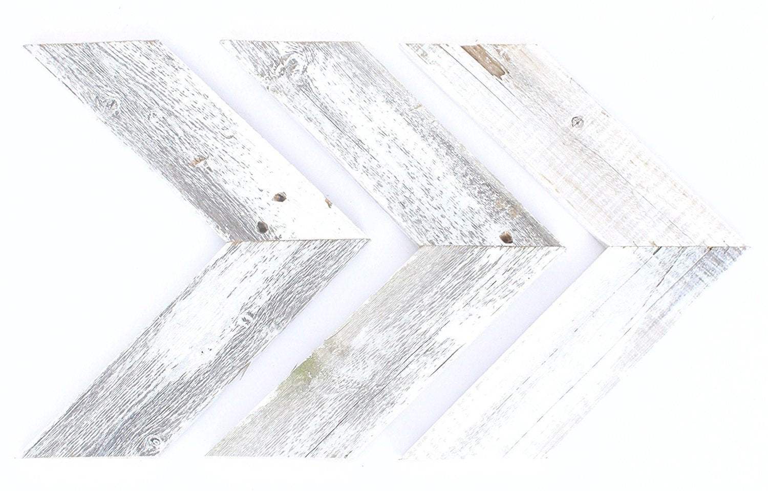 Set Of 3 White Wash Reclaimed Wood Chevron Arrow