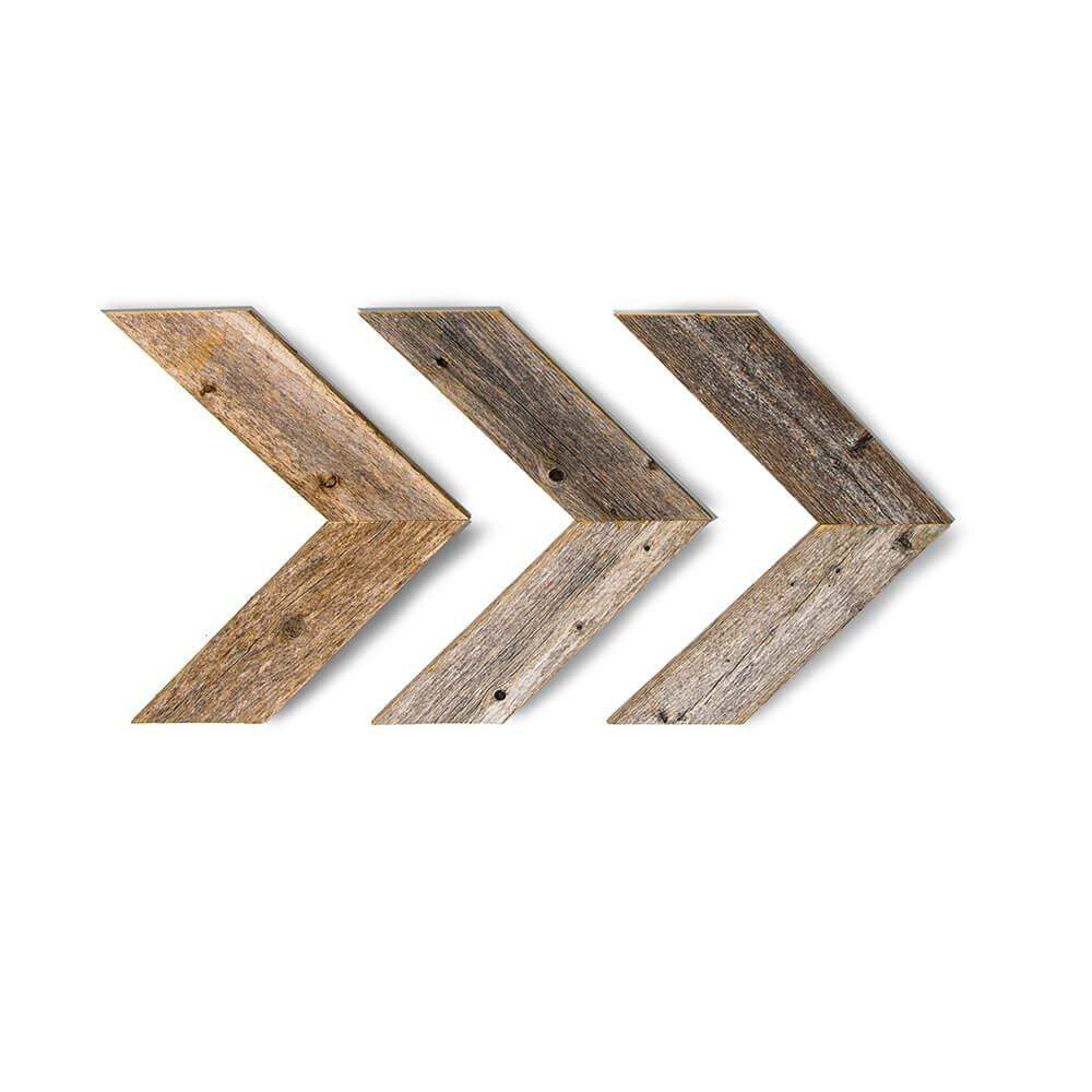 Set Of 3 White Wash Reclaimed Wood Chevron Arrow - Image 4