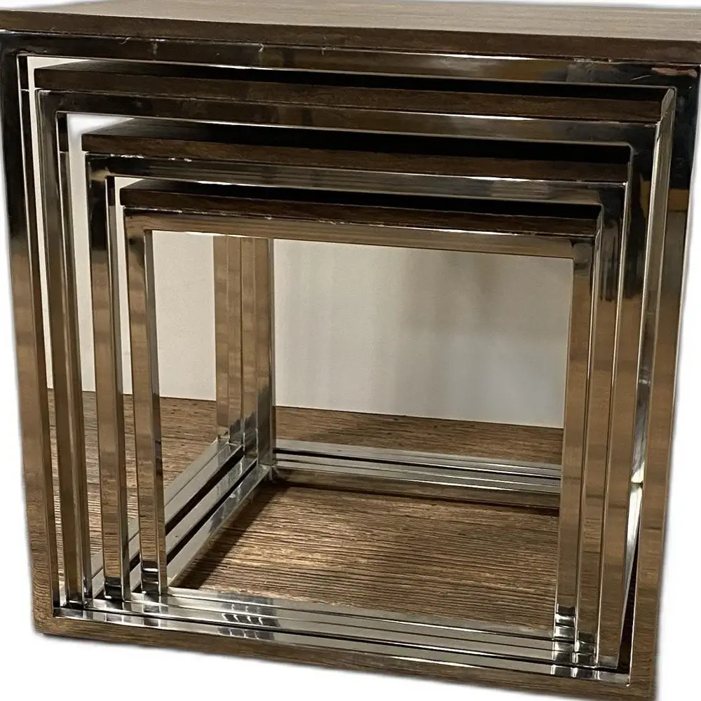 Set Of 4 Modern Rustic Nesting Accent Tables - Image 3