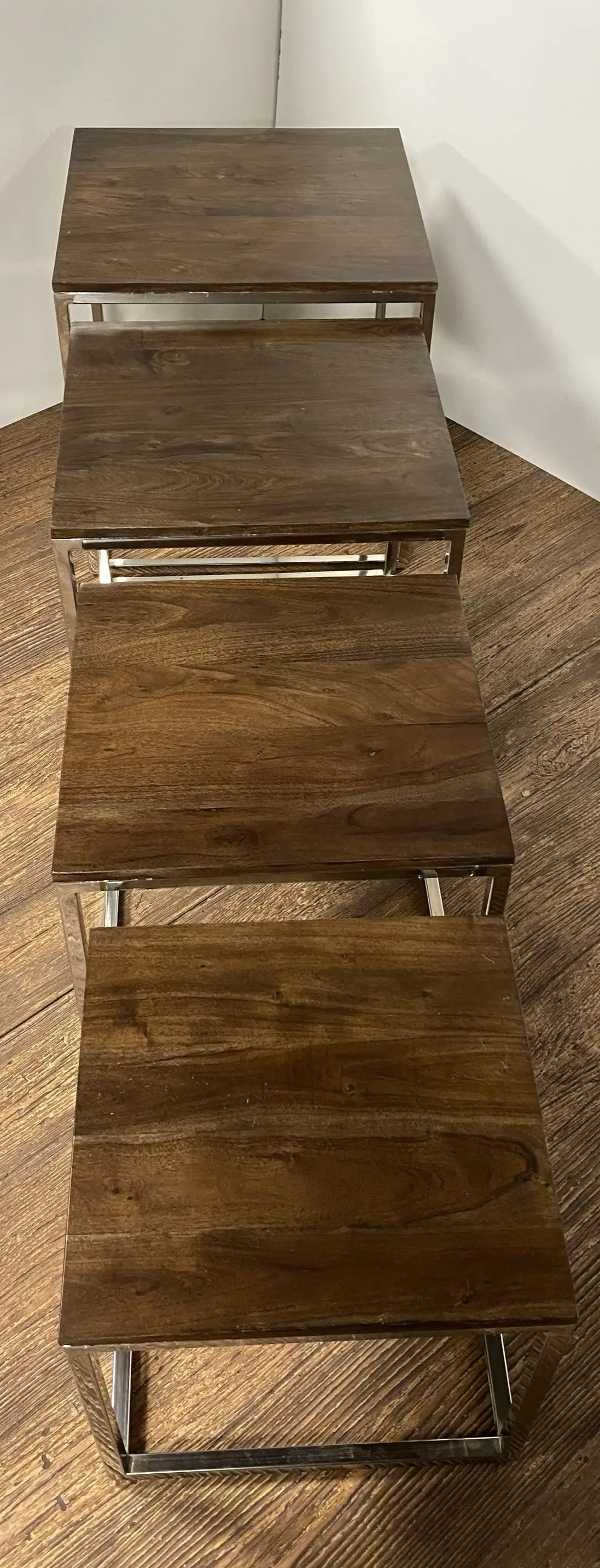 Set Of 4 Modern Rustic Nesting Accent Tables - Image 7
