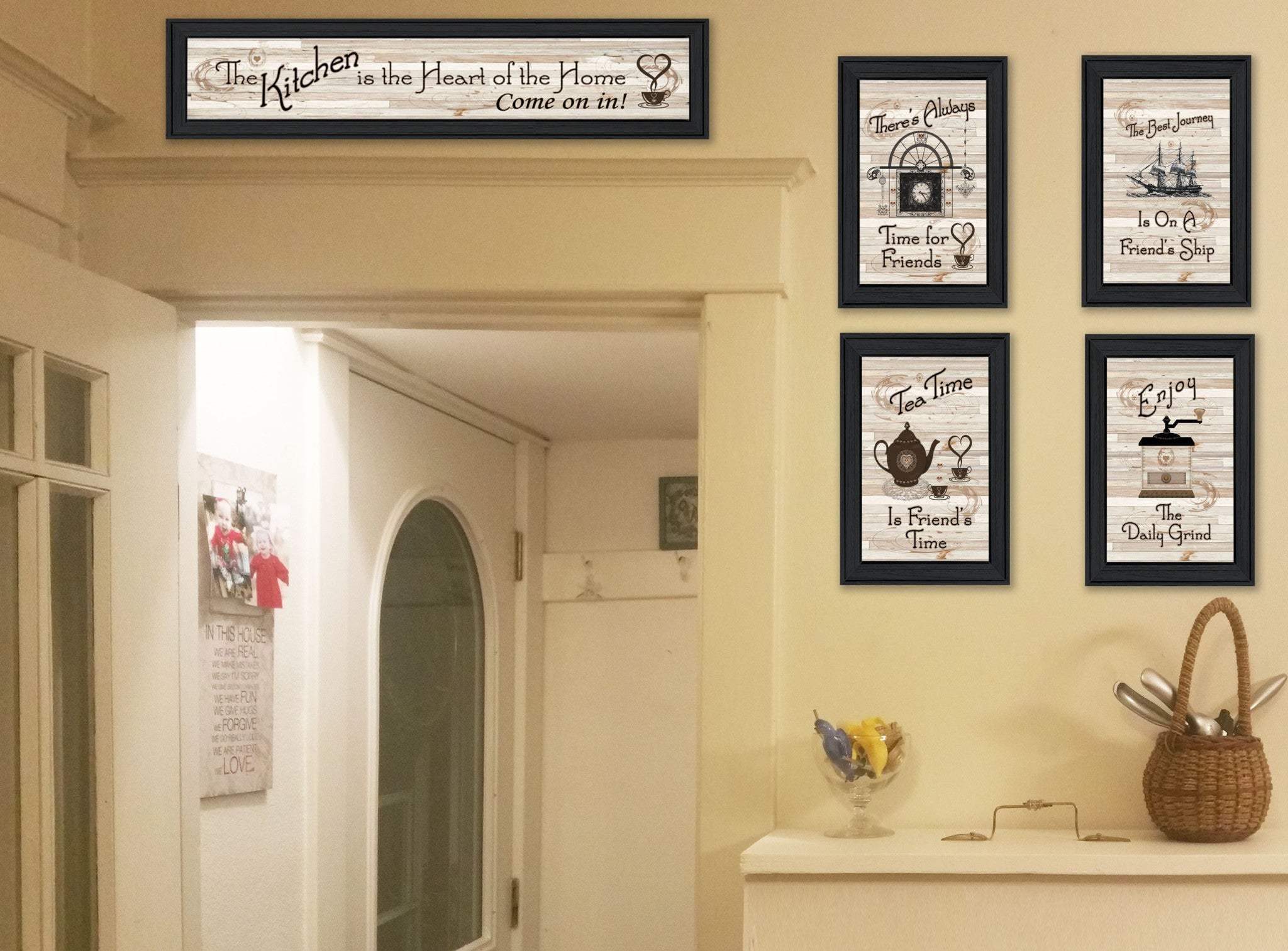 Set Of Five Kitchen Friendship Collection II 2 Black Framed Print Kitchen Wall Art - Image 4