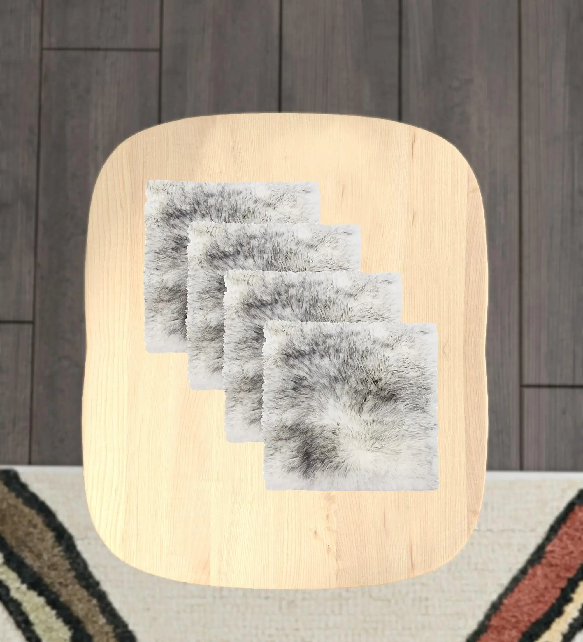 Set Of Four 17" X 17" Gradient Grey Wool Chair Pads - Image 2