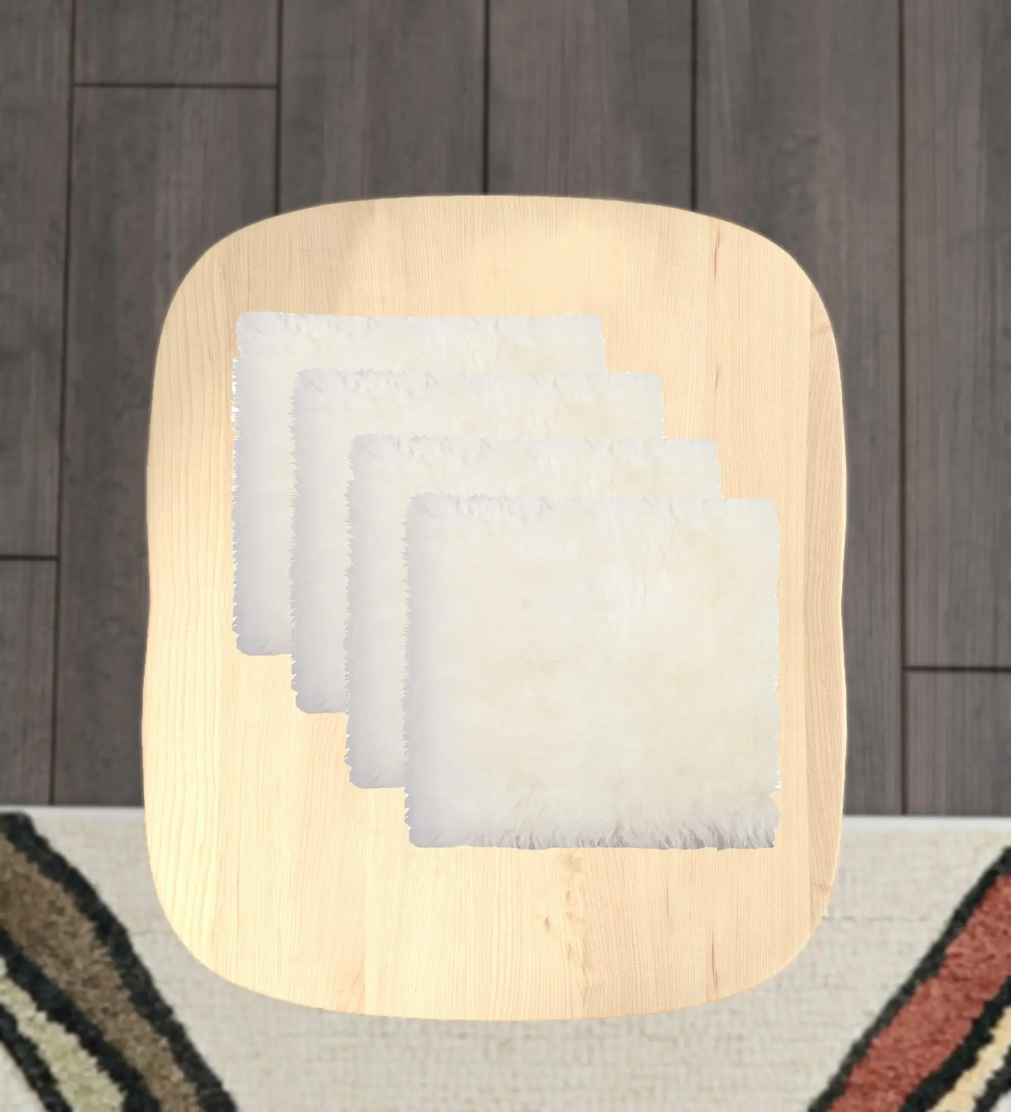 Set Of Four 17" X 17" Natural Wool Solid Color Chair Pads - Image 2