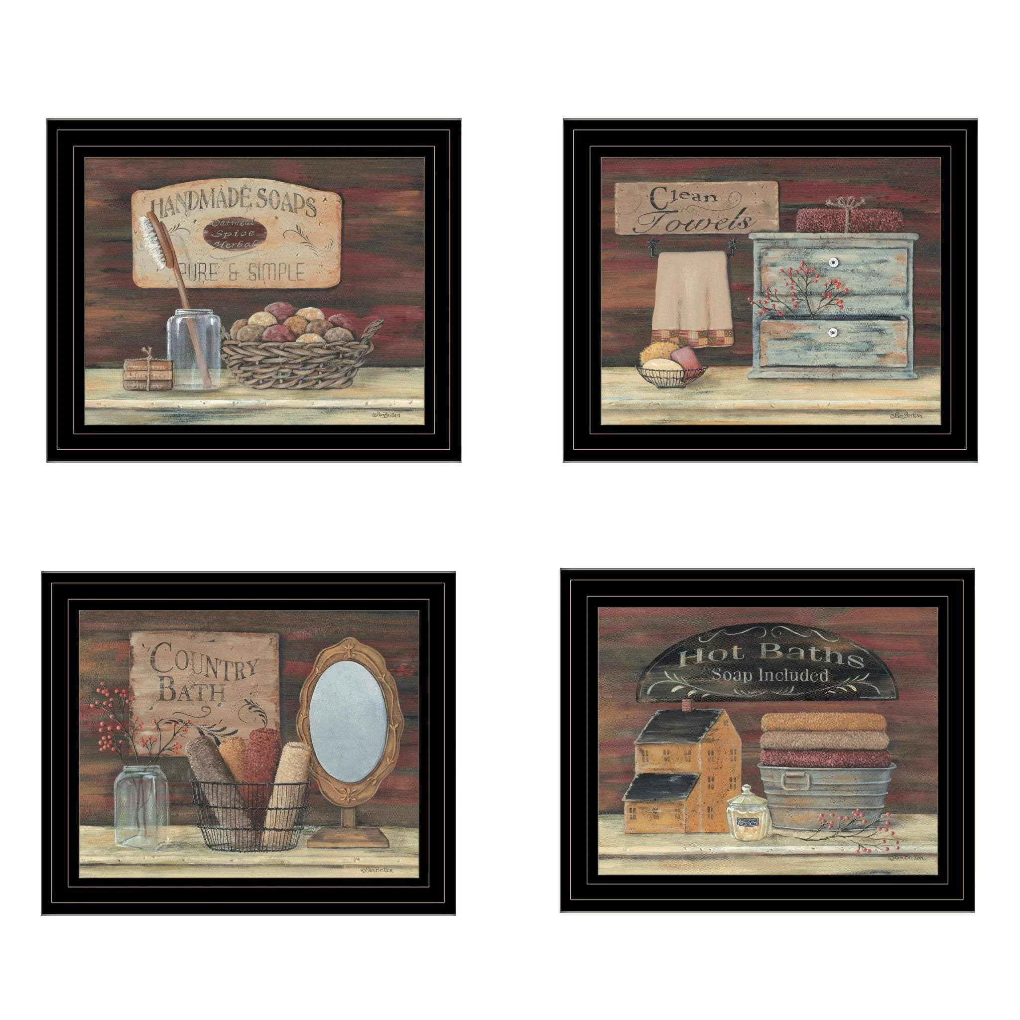 Set Of Four Bathroom COLLECTION I 2 Black Framed Print Bathroom Wall Art - Image 2