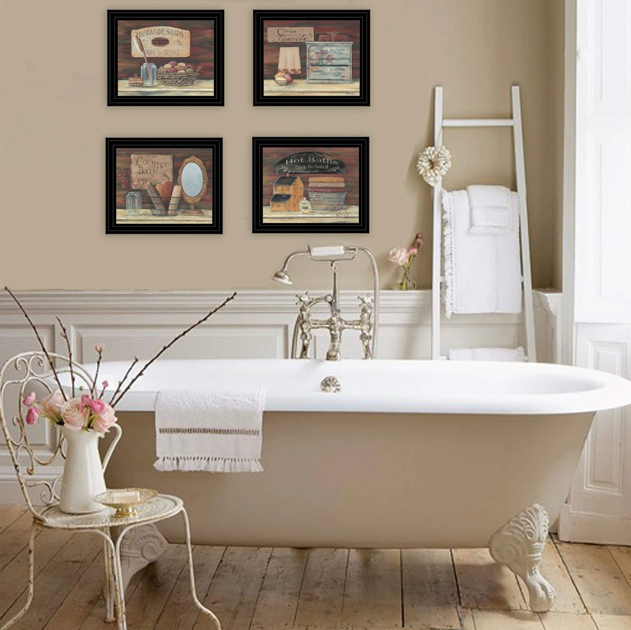 Set Of Four Bathroom COLLECTION I 2 Black Framed Print Bathroom Wall Art - Image 4