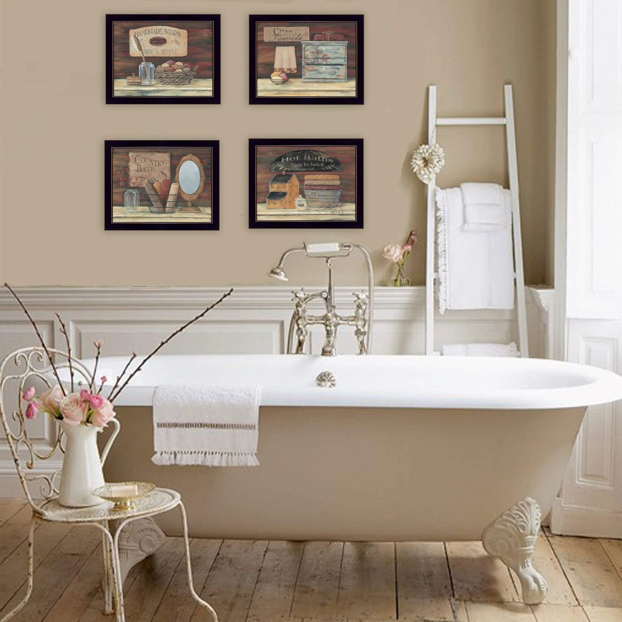 Set Of Four Bathroom COLLECTION I 3 Black Framed Print Bathroom Wall Art - Image 4