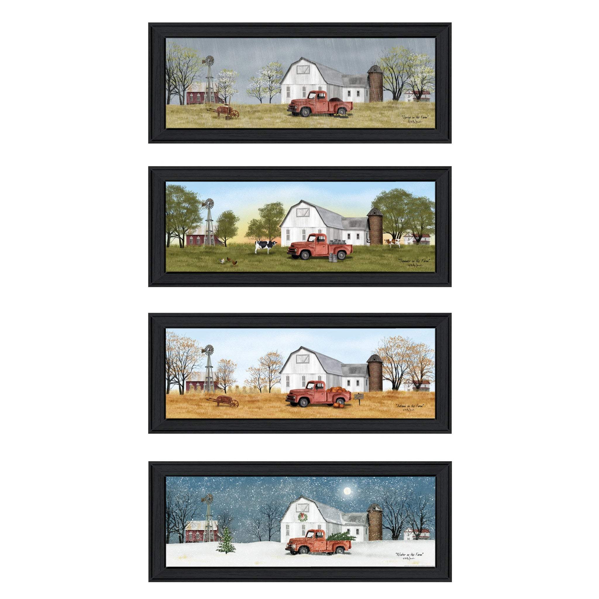 Set Of Four Billy Jacobs Four Seasons Collection V Black Frame 1 Black Framed Print Wall Art - Image 2