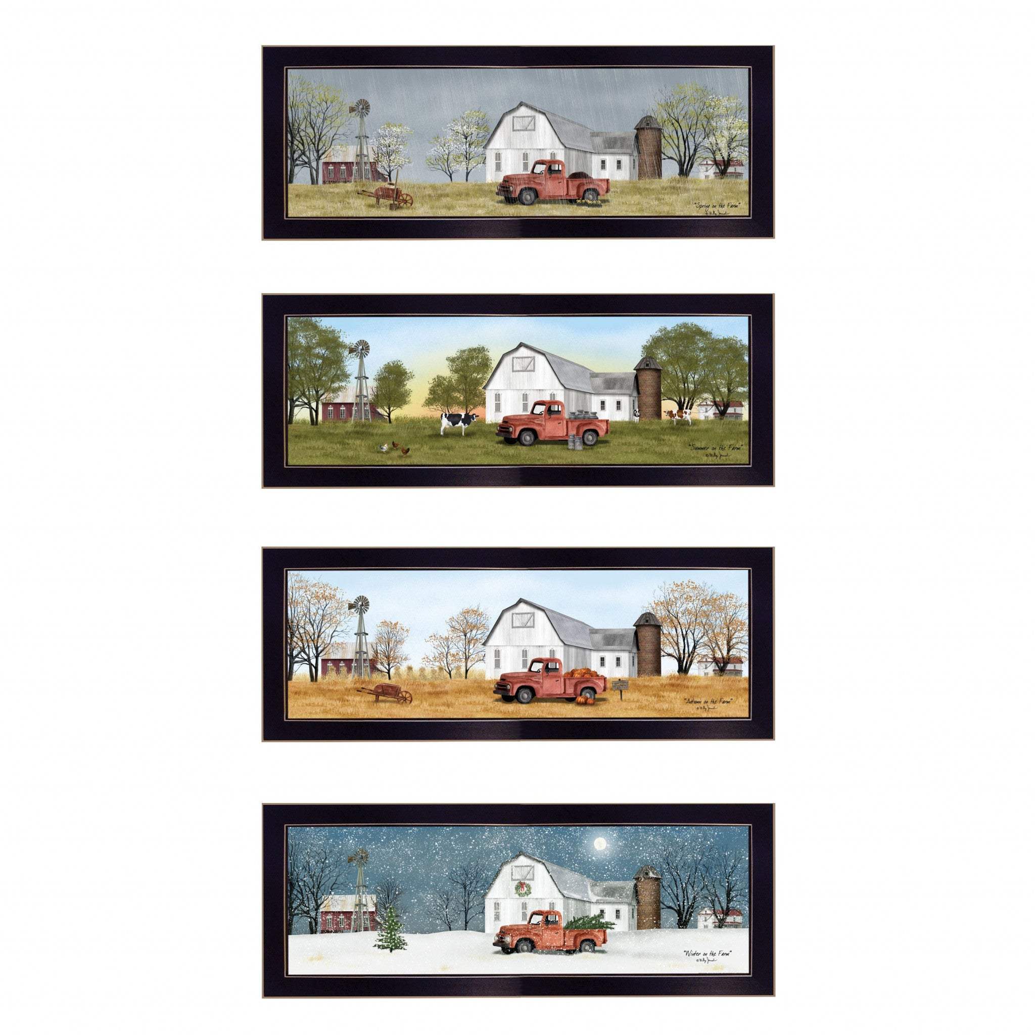 Set Of Four Billy Jacobs Four Seasons Collection V Black Frame 3 Black Framed Print Wall Art - Image 2