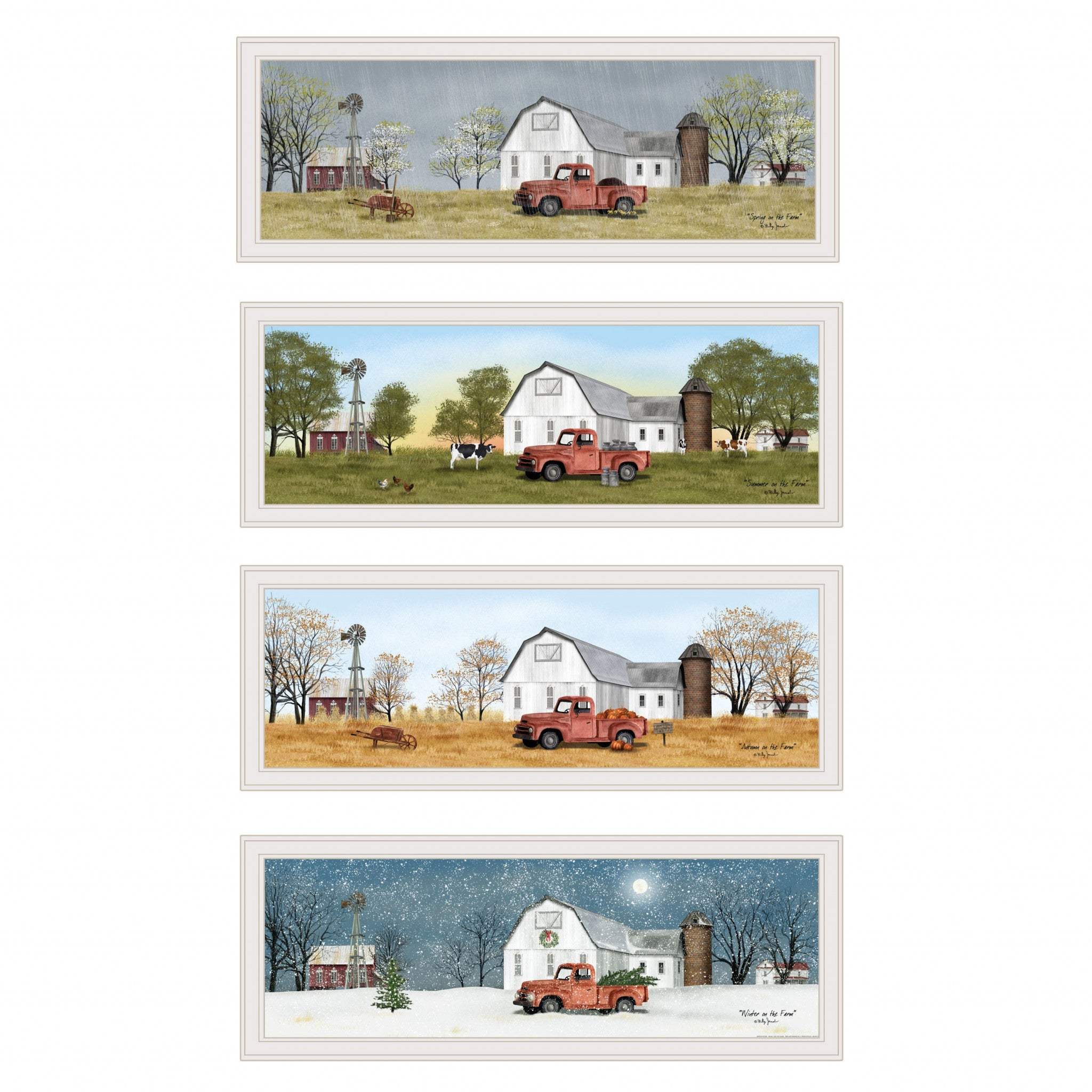 Set Of Four Billy Jacobs Four Seasons Collection VII 1 White Framed Print Wall Art - Image 2