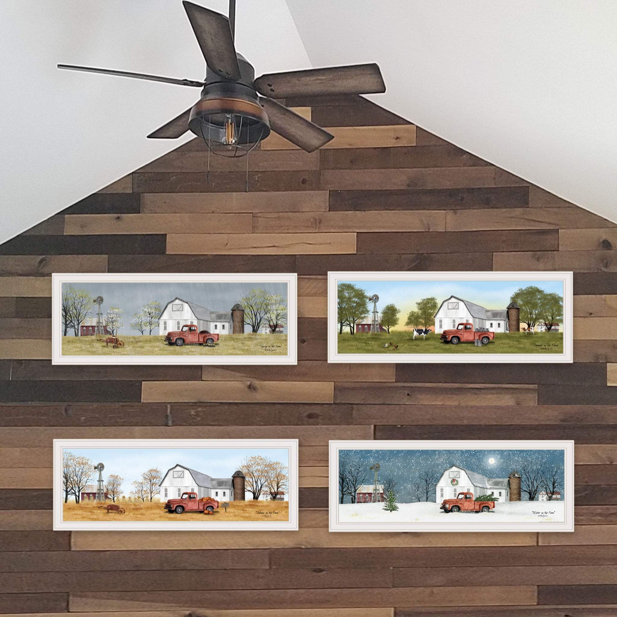 Set Of Four Billy Jacobs Four Seasons Collection VII 1 White Framed Print Wall Art - Image 4
