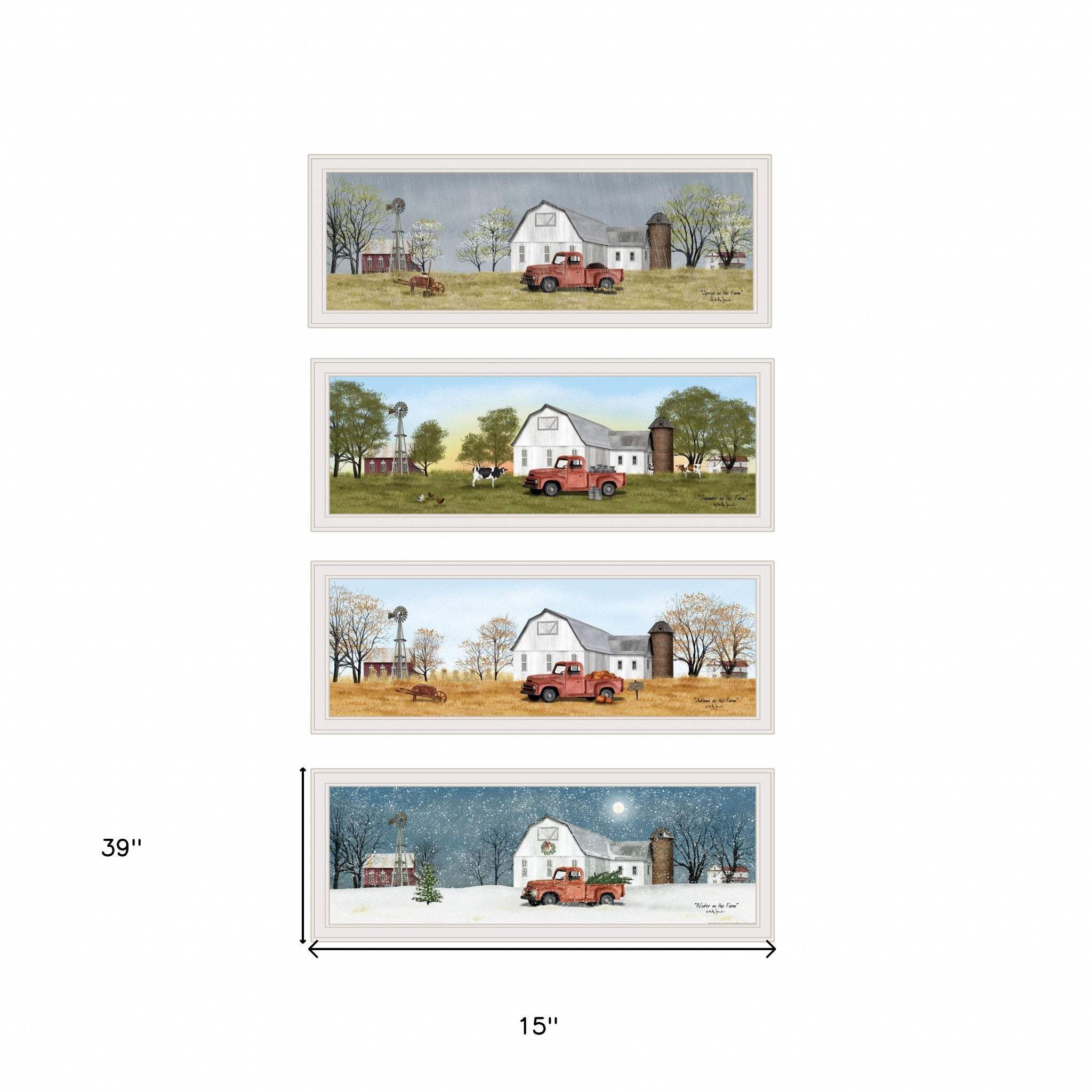 Set Of Four Billy Jacobs Four Seasons Collection VII 1 White Framed Print Wall Art - Image 5