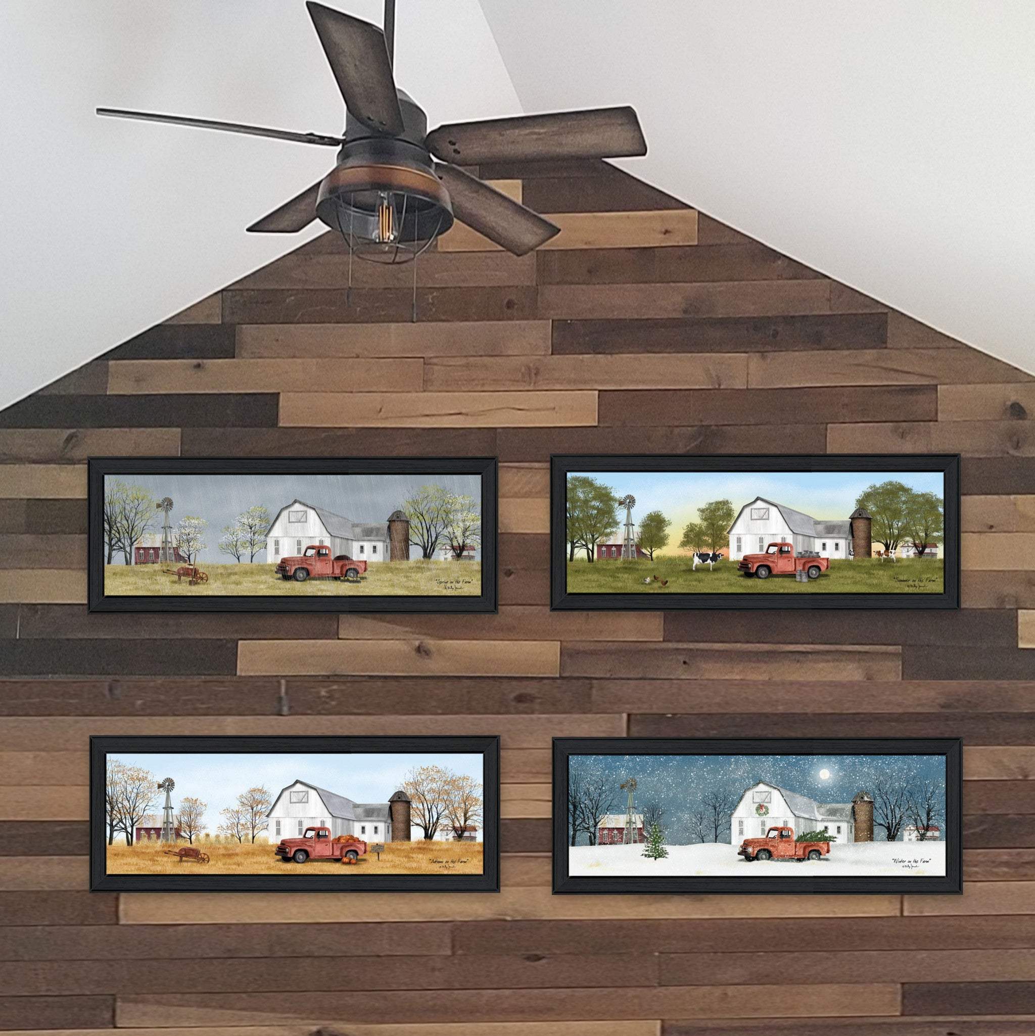 Set Of Four Billy Jacobs Four Seasons Collection VII 2 Black Framed Print Wall Art - Image 4