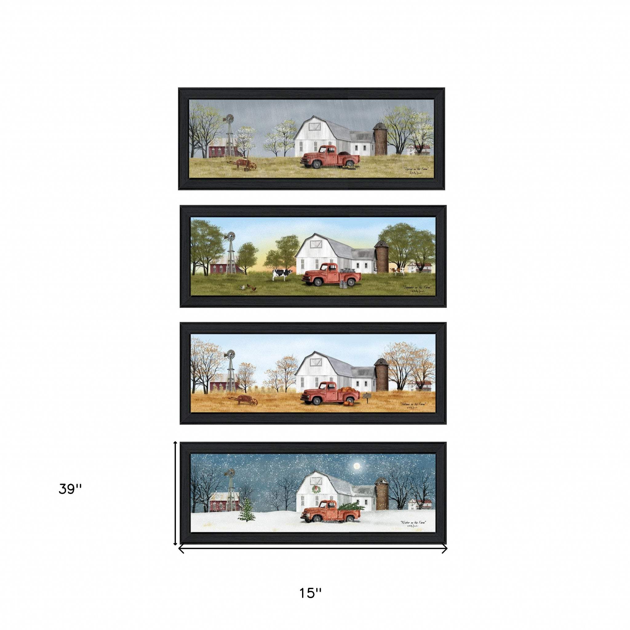 Set Of Four Billy Jacobs Four Seasons Collection VII 2 Black Framed Print Wall Art - Image 5