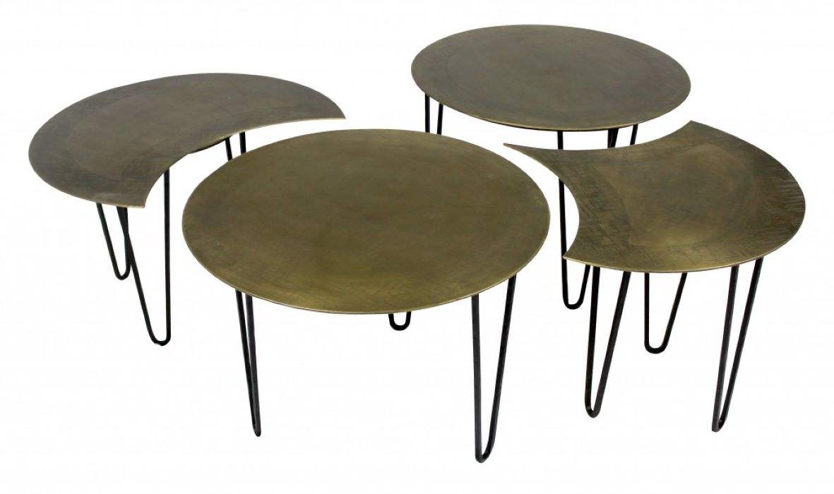 Set of Four Bohemian Gold Cocktail Table Set - Image 4