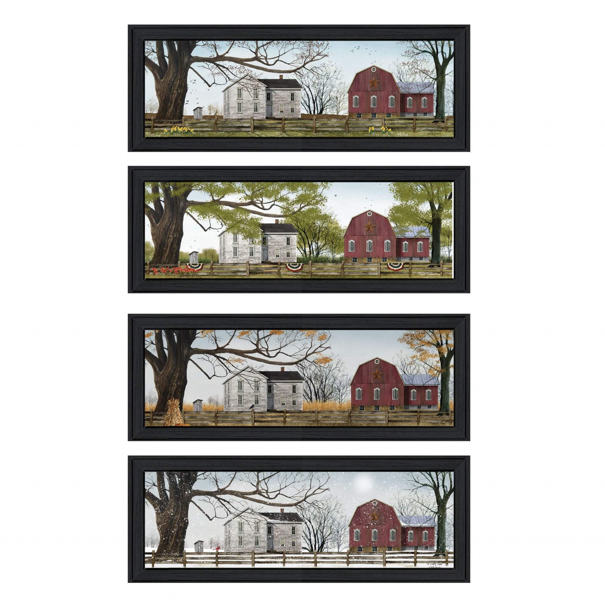 Set Of Four Four Seasons Collection II 2 Black Framed Print Wall Art - Image 2