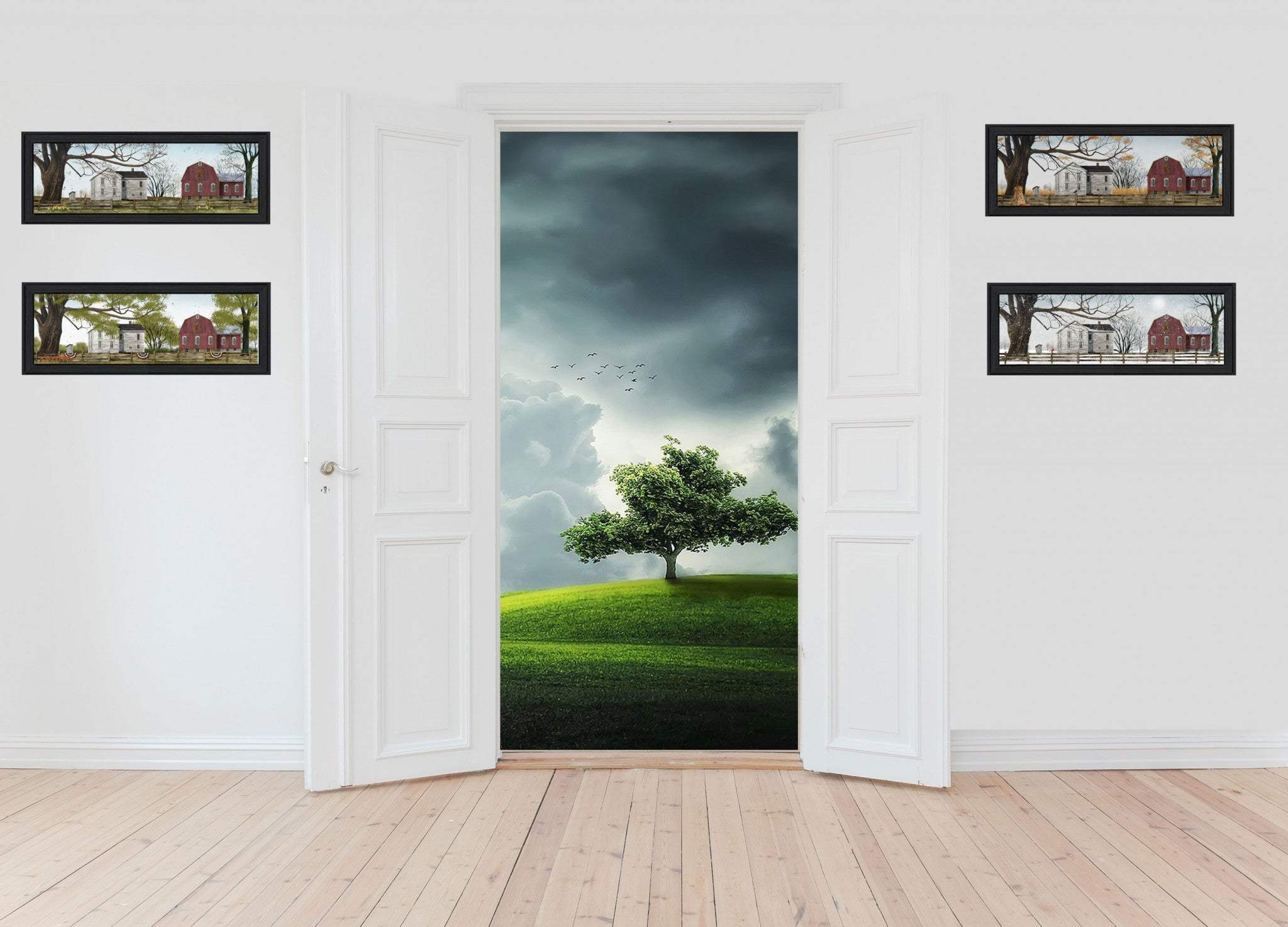 Set Of Four Four Seasons Collection II 2 Black Framed Print Wall Art - Image 4