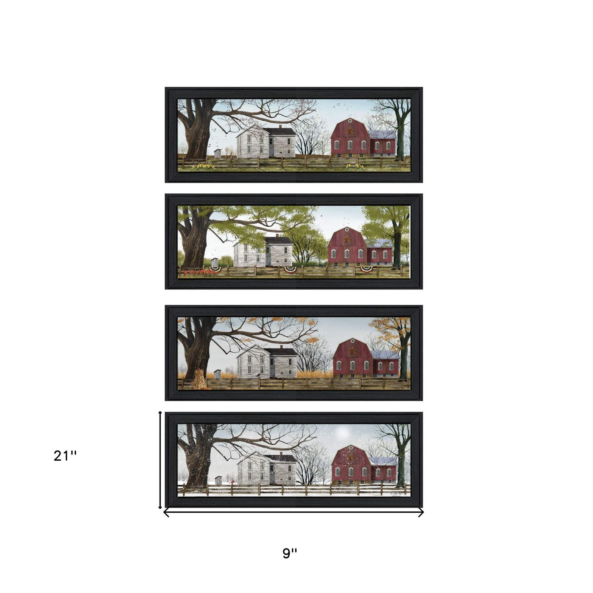 Set Of Four Four Seasons Collection II 2 Black Framed Print Wall Art - Image 5
