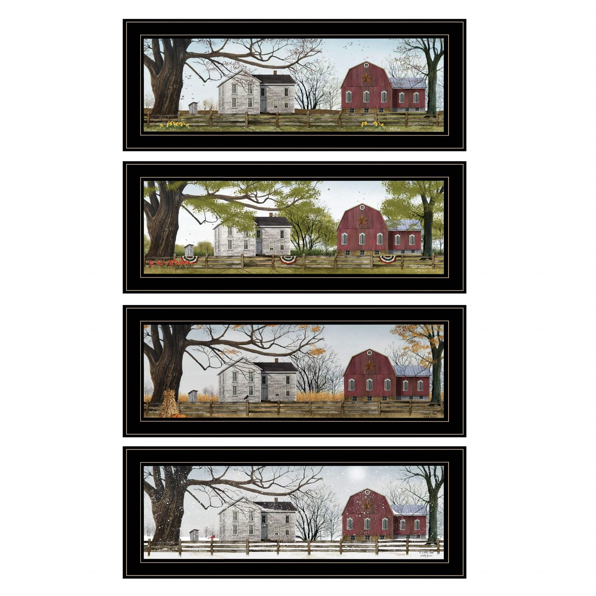Set Of Four Four Seasons Collection II 3 Black Framed Print Wall Art - Image 2