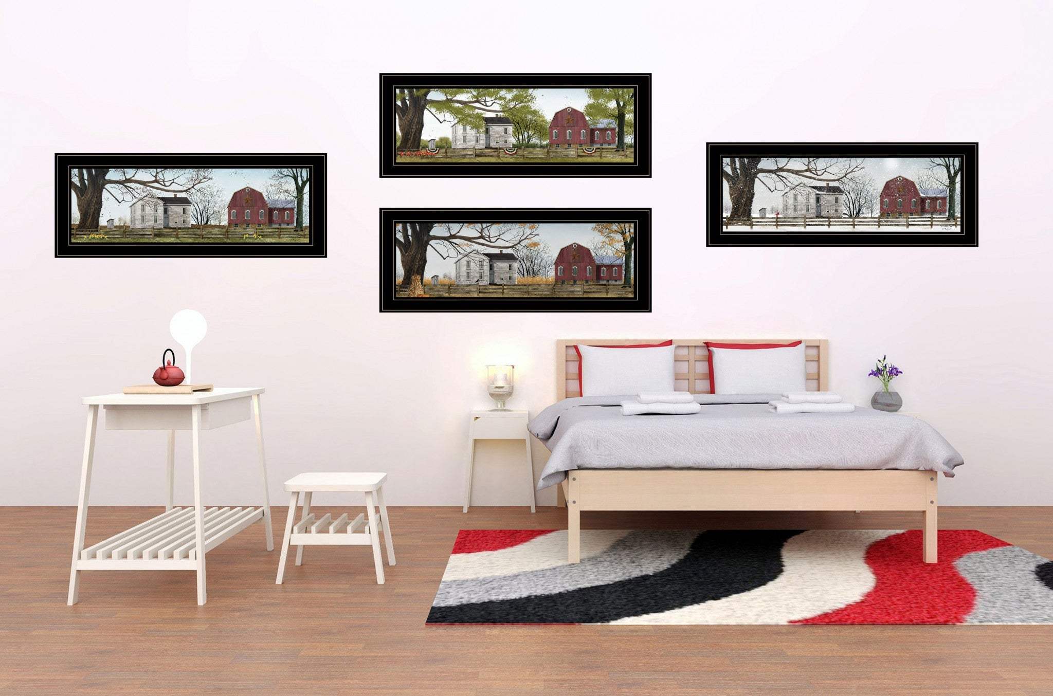 Set Of Four Four Seasons Collection II 3 Black Framed Print Wall Art - Image 4