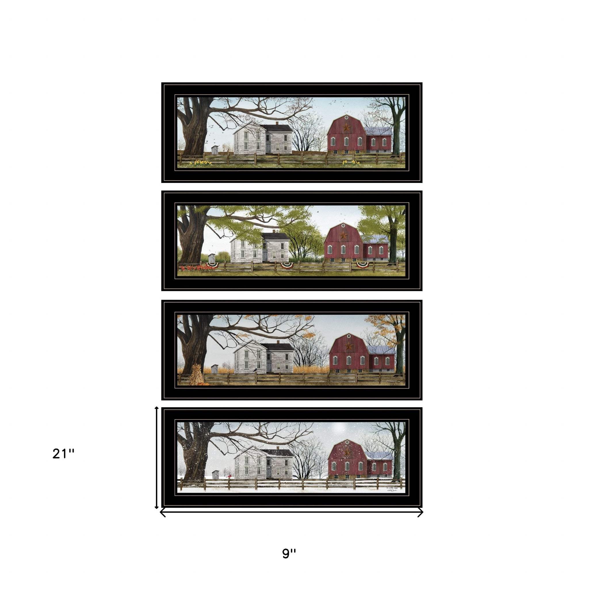 Set Of Four Four Seasons Collection II 3 Black Framed Print Wall Art - Image 5