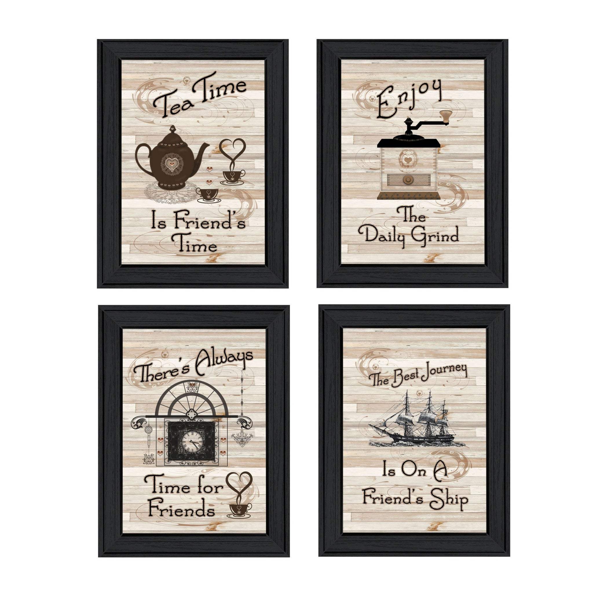 Set Of Four Friendship 1 Black Framed Print Kitchen Wall Art - Image 2