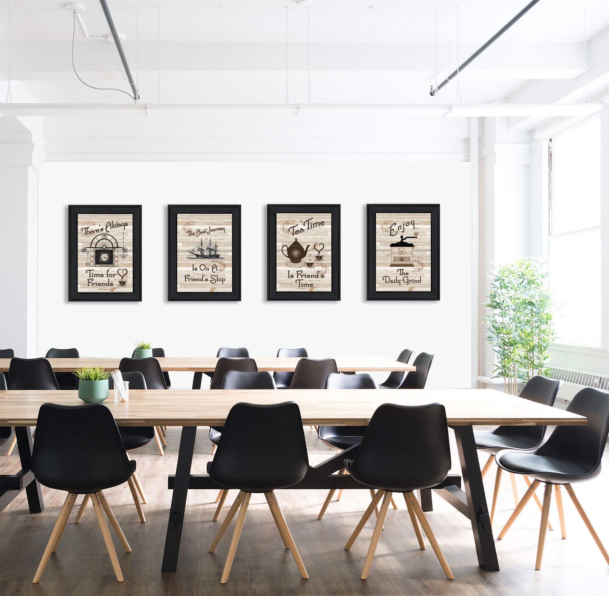 Set Of Four Friendship 1 Black Framed Print Kitchen Wall Art - Image 4