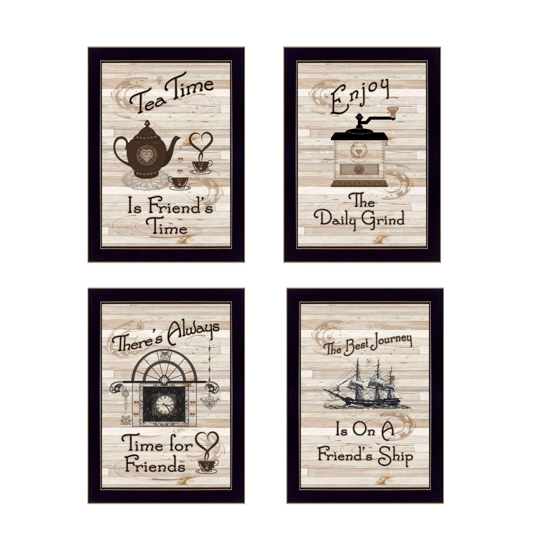 Set Of Four Friendship 2 Black Framed Print Kitchen Wall Art - Image 2