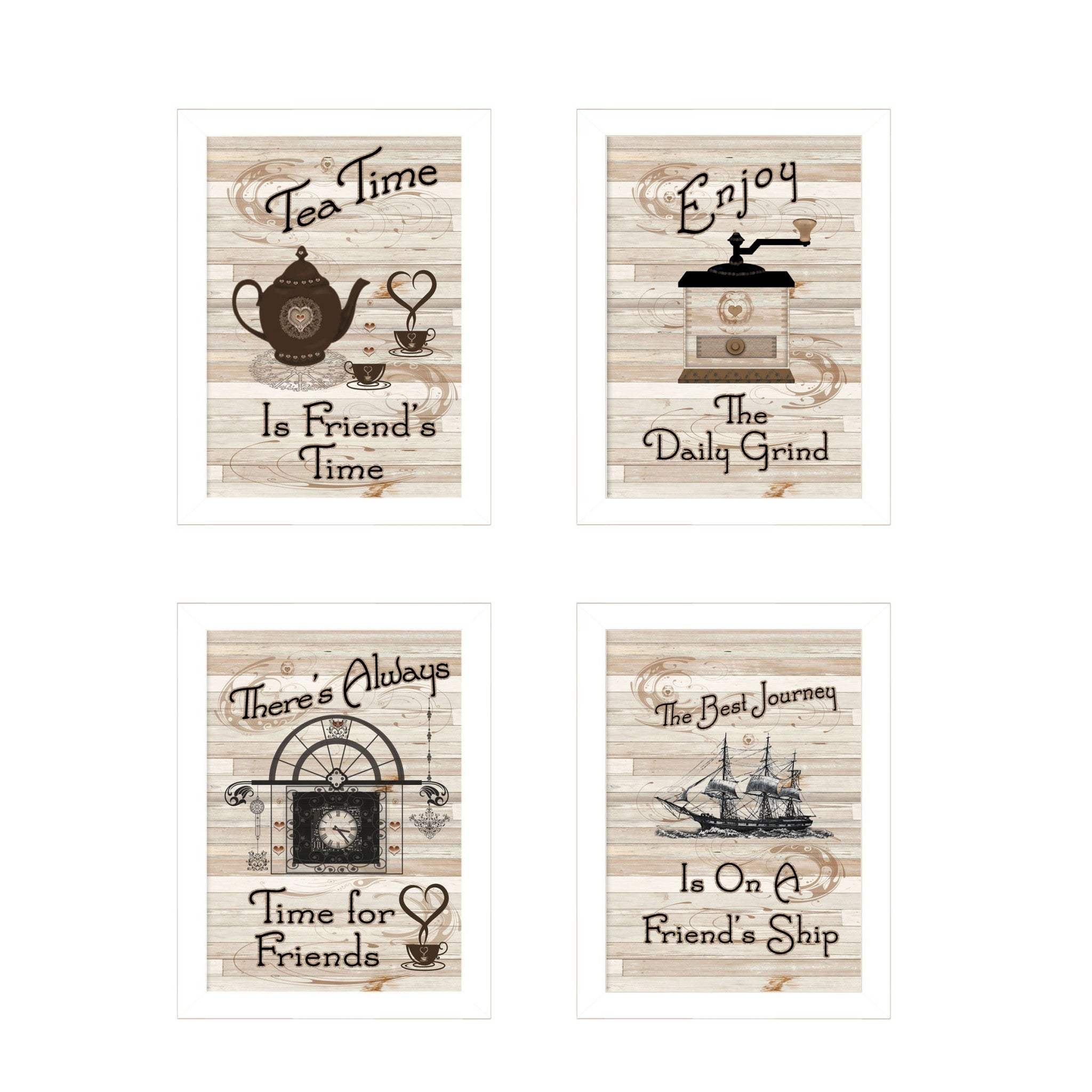 Set Of Four Friendship 3 White Framed Print Kitchen Wall Art - Image 2