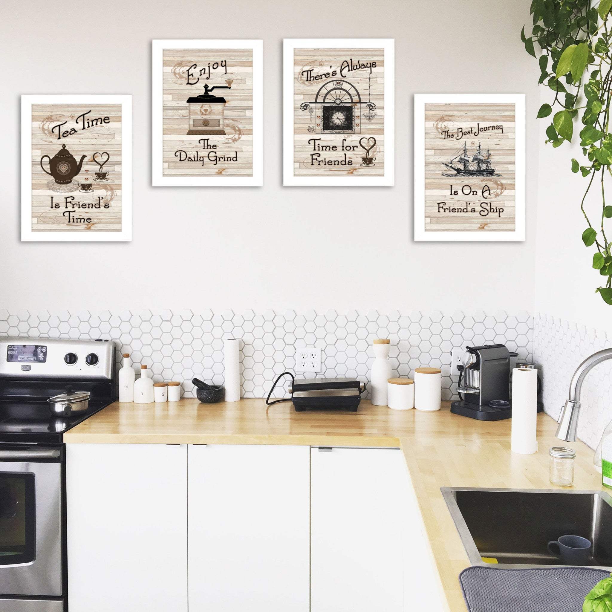Set Of Four Friendship 3 White Framed Print Kitchen Wall Art - Image 4